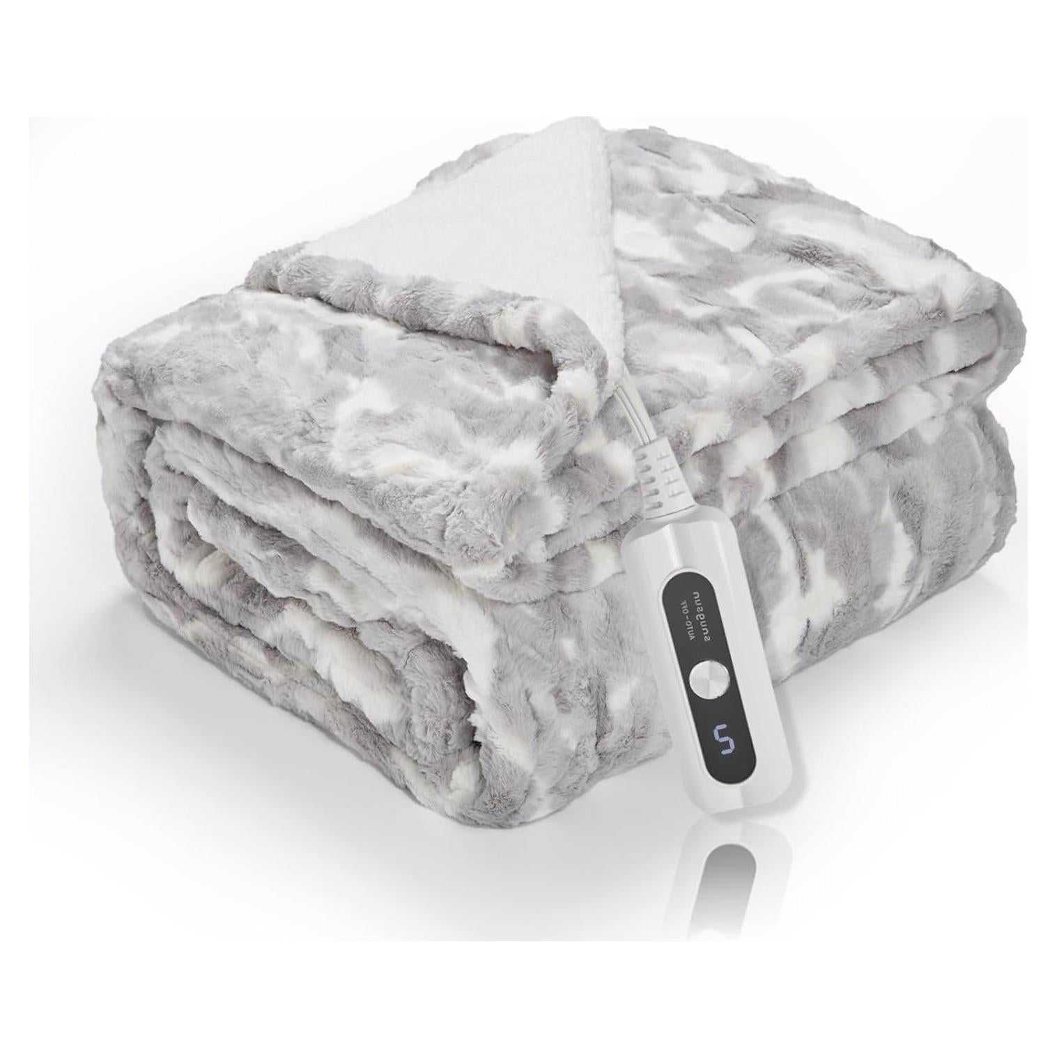 Manta Eléctrica Individual SNUGSUN 157x213cm Gris/Blanco