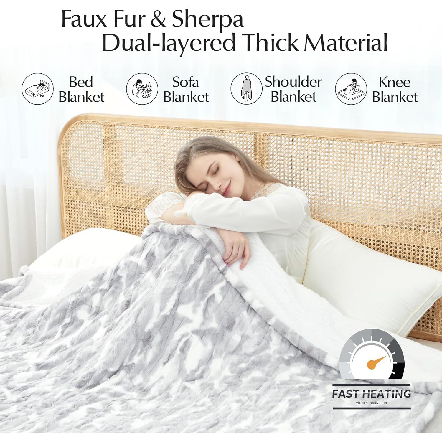 Manta Eléctrica Individual SNUGSUN 157x213cm Gris/Blanco