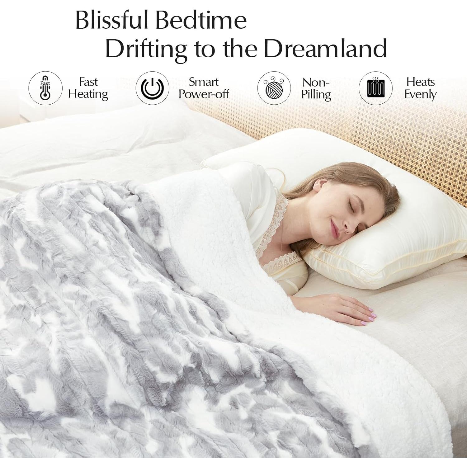 Manta Eléctrica Individual SNUGSUN 157x213cm Gris/Blanco