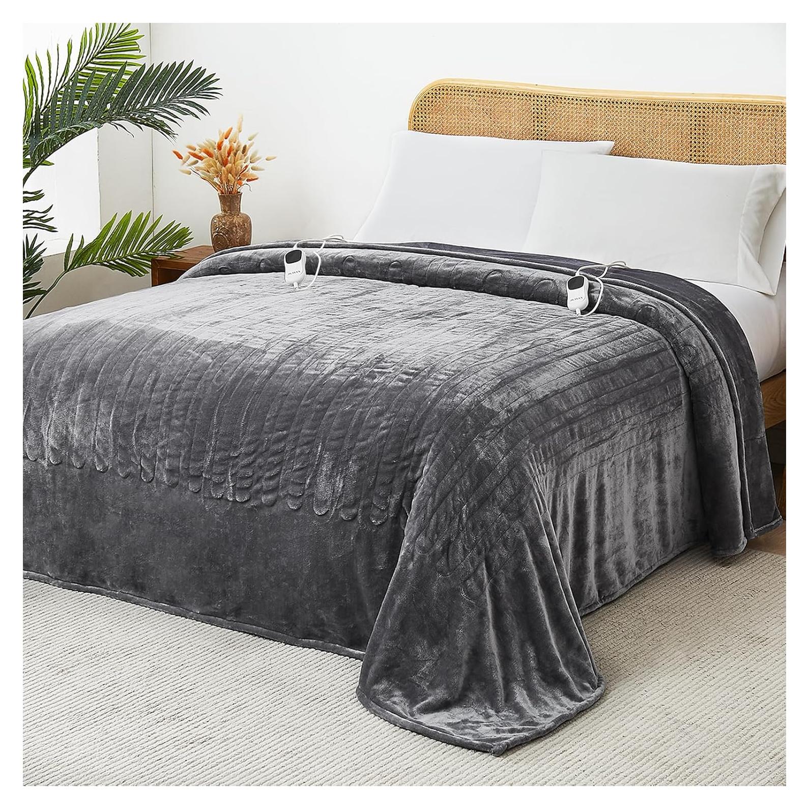 Manta Eléctrica JKMAX Queen 213x229cm 10 Niveles Calor Gris