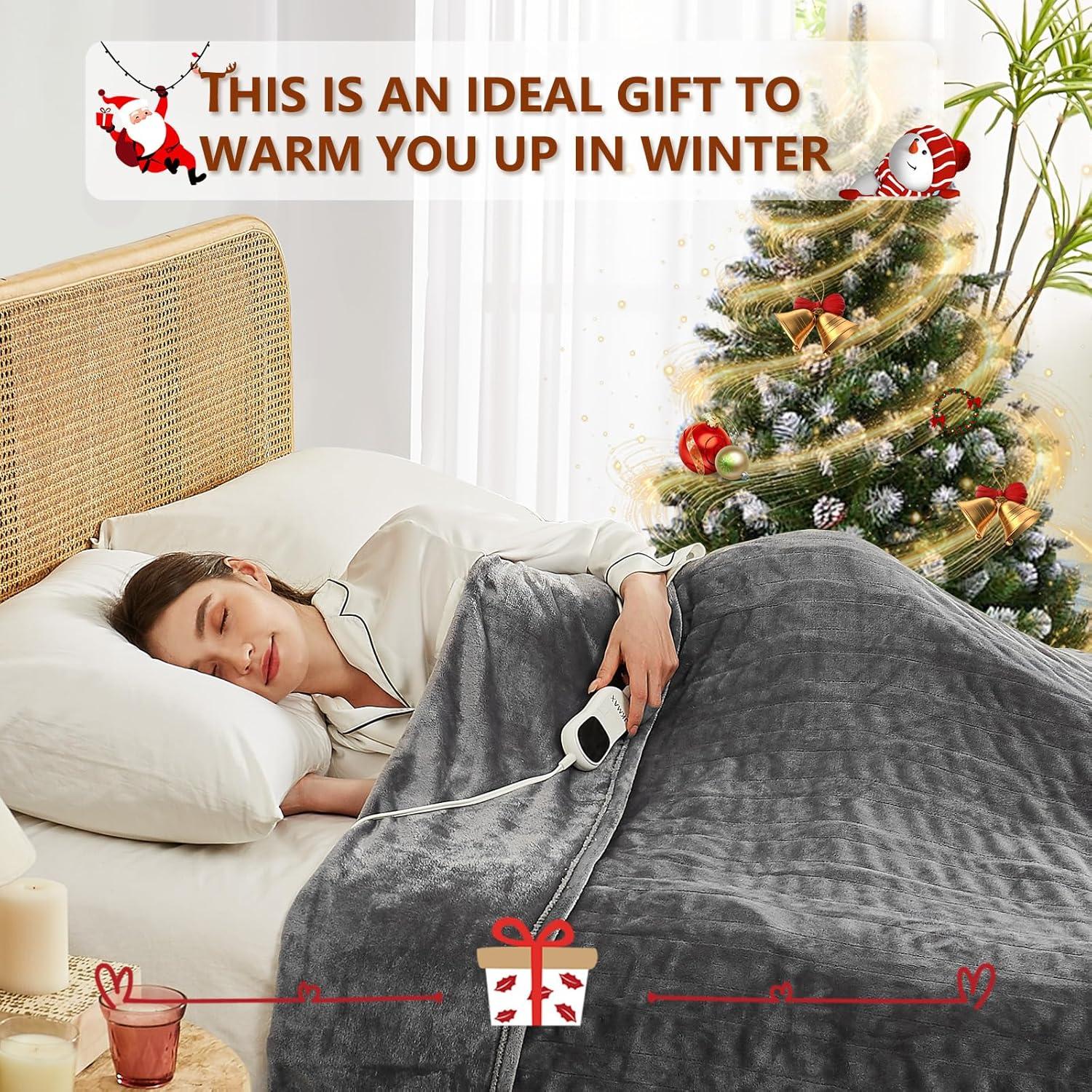 Manta Eléctrica JKMAX Queen 213x229cm 10 Niveles Calor Gris