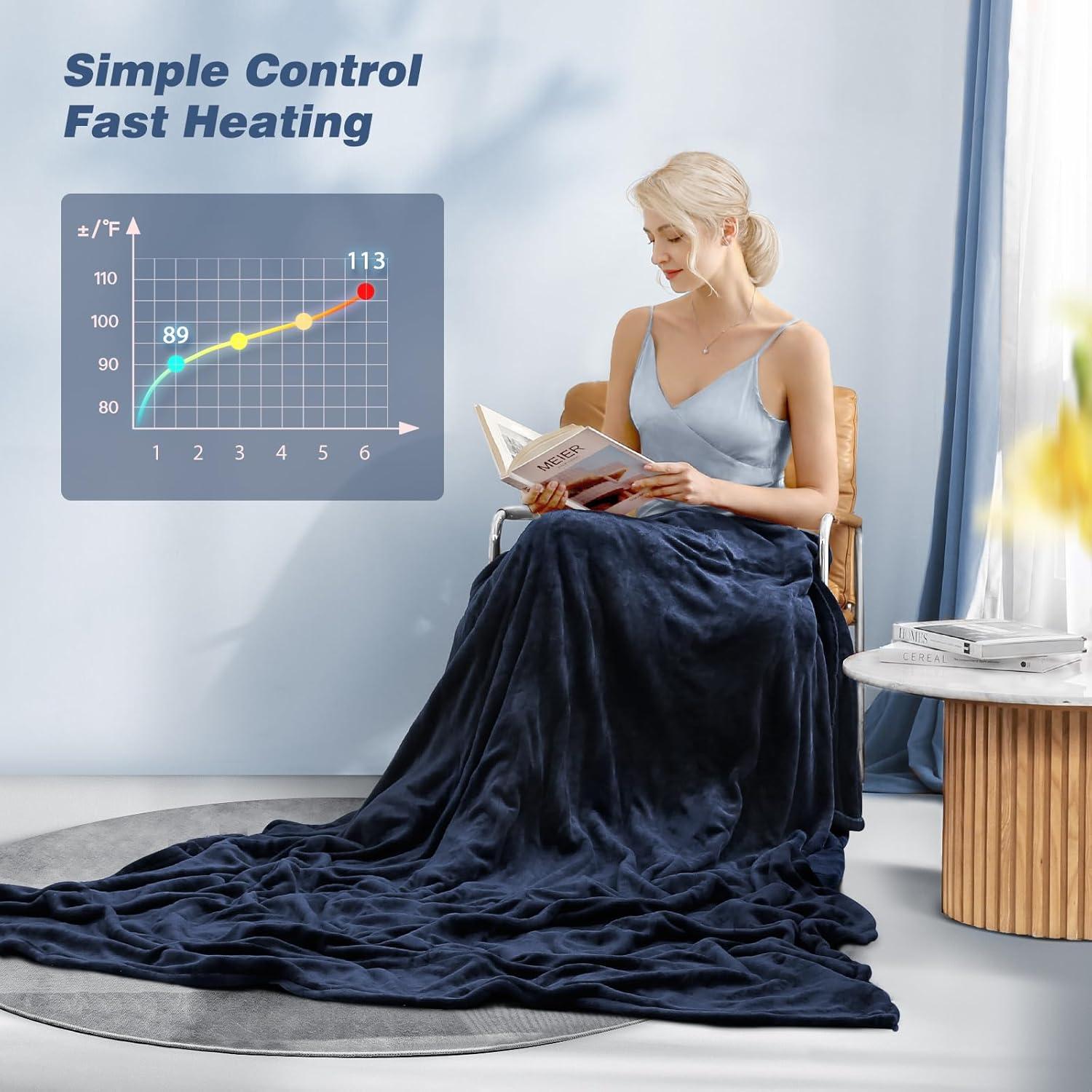 Manta Eléctrica Calentada CURECURE 157.5x213.4cm 6 Niveles