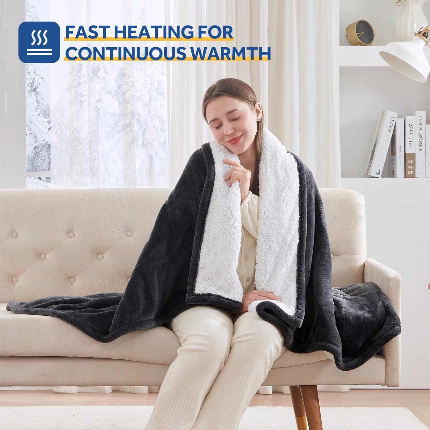 Manta Eléctrica Sealy 130x150 cm Reversible Sherpa Calentada