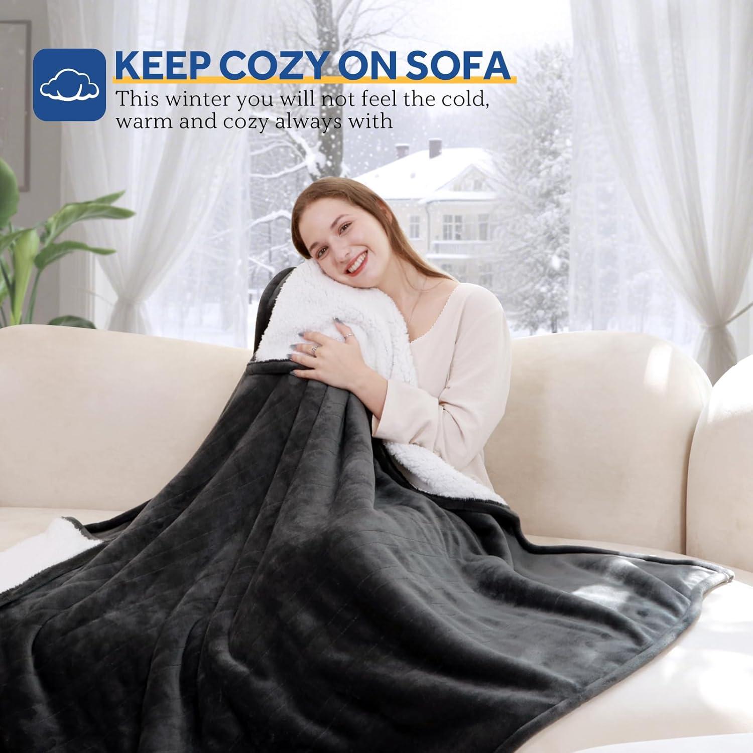 Manta Eléctrica Sealy 130x150 cm Reversible Sherpa Calentada