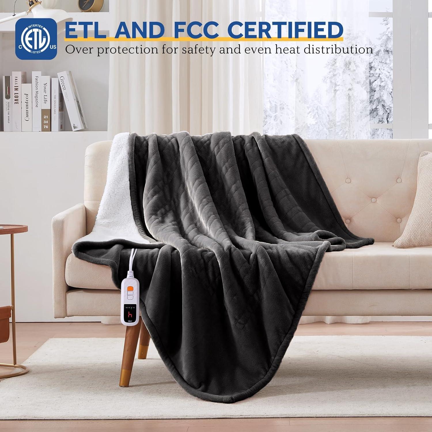 Manta Eléctrica Sealy 130x150 cm Reversible Sherpa Calentada