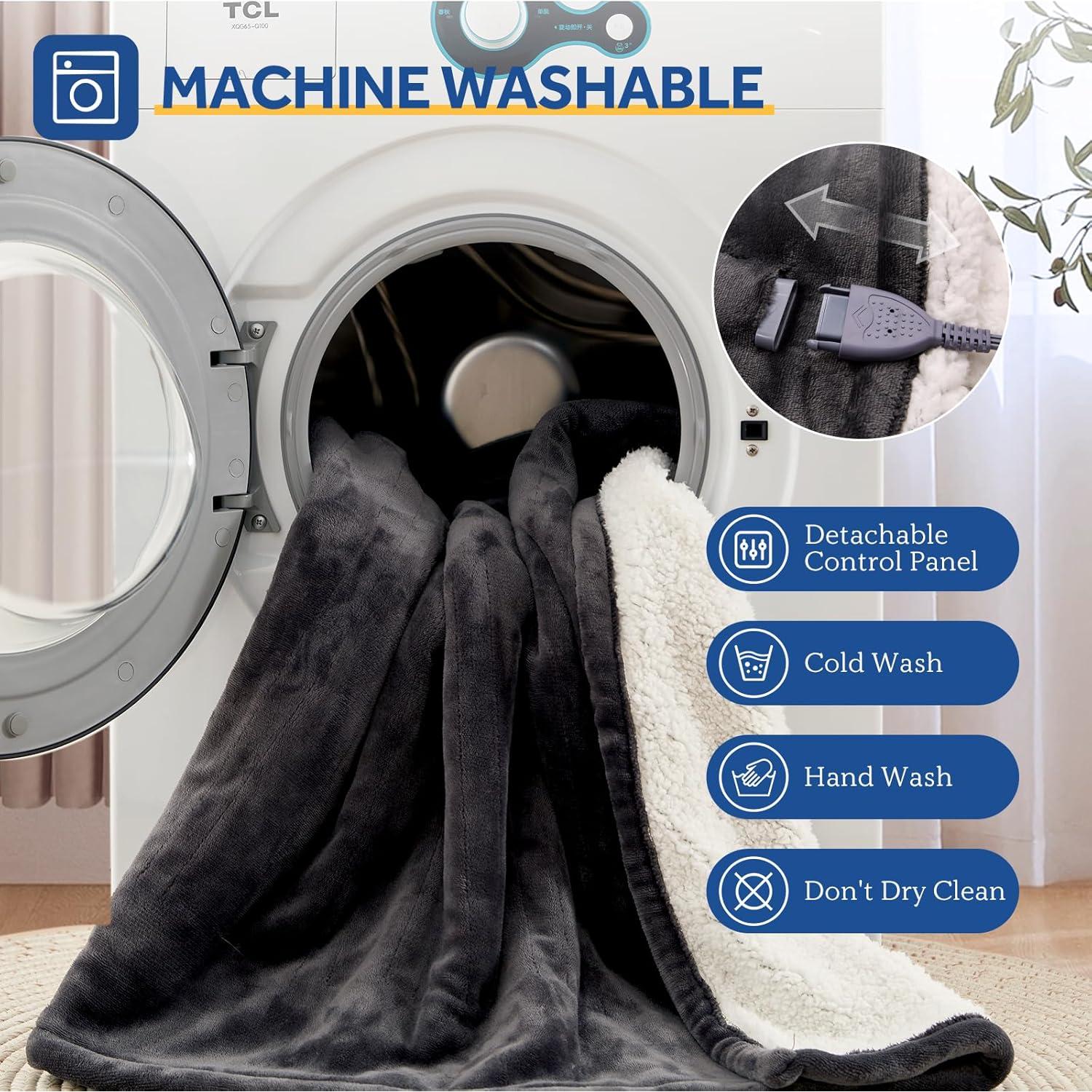 Manta Eléctrica Sealy 130x150 cm Reversible Sherpa Calentada