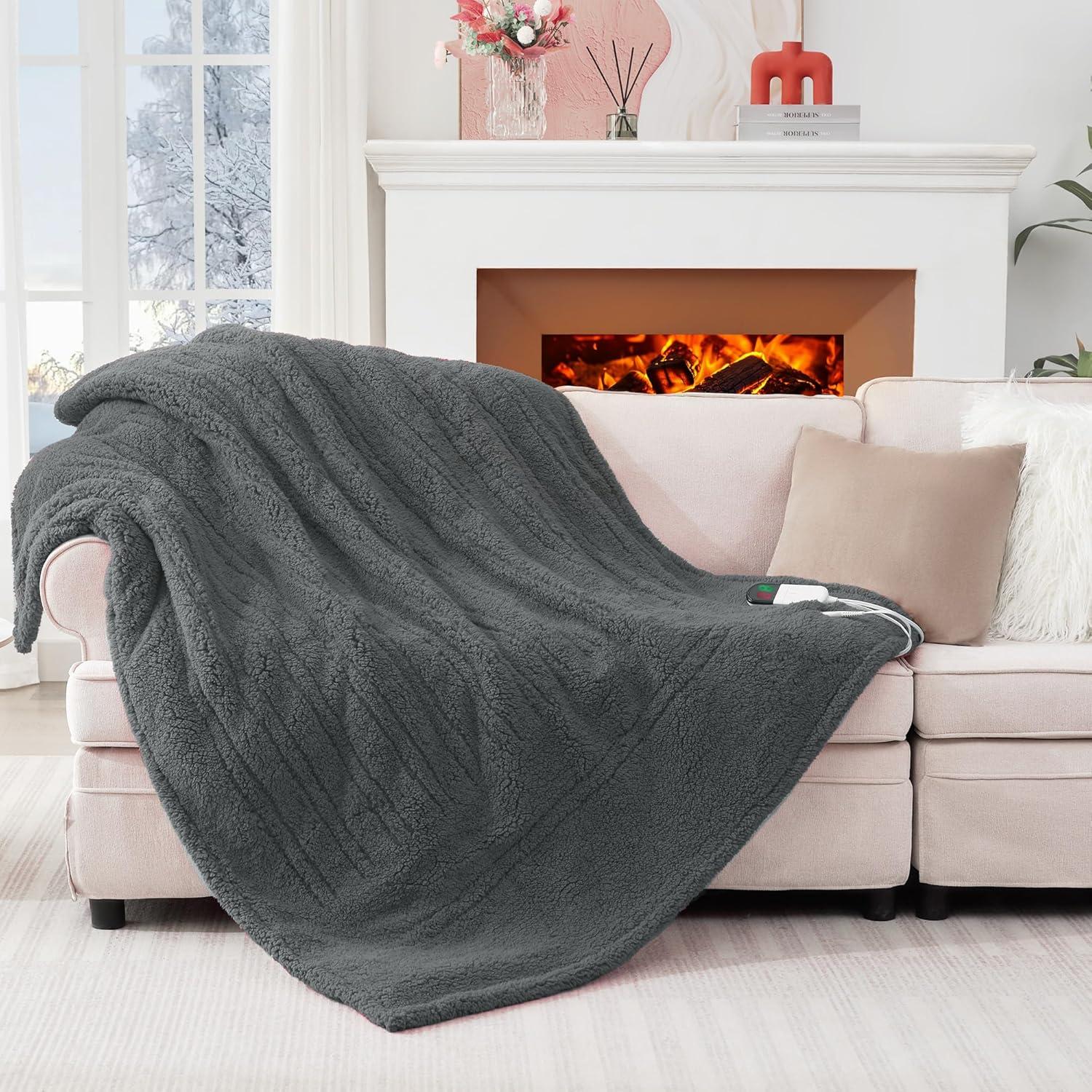 Manta Calentada Eléctrica MAXEVE Sherpa 127x152cm Gris