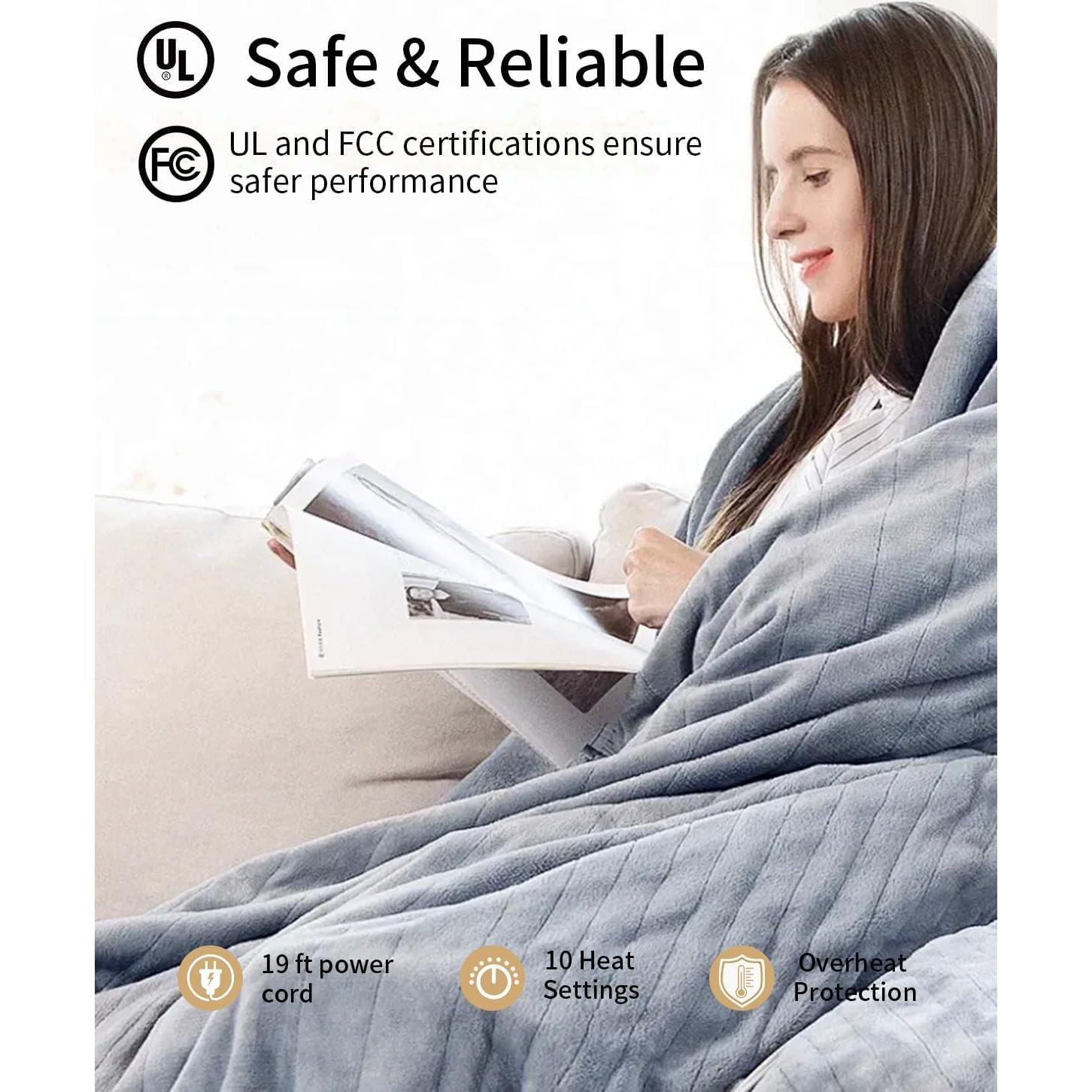 Manta Eléctrica Calentada TCOMAKE Queen 213x229 cm Gris