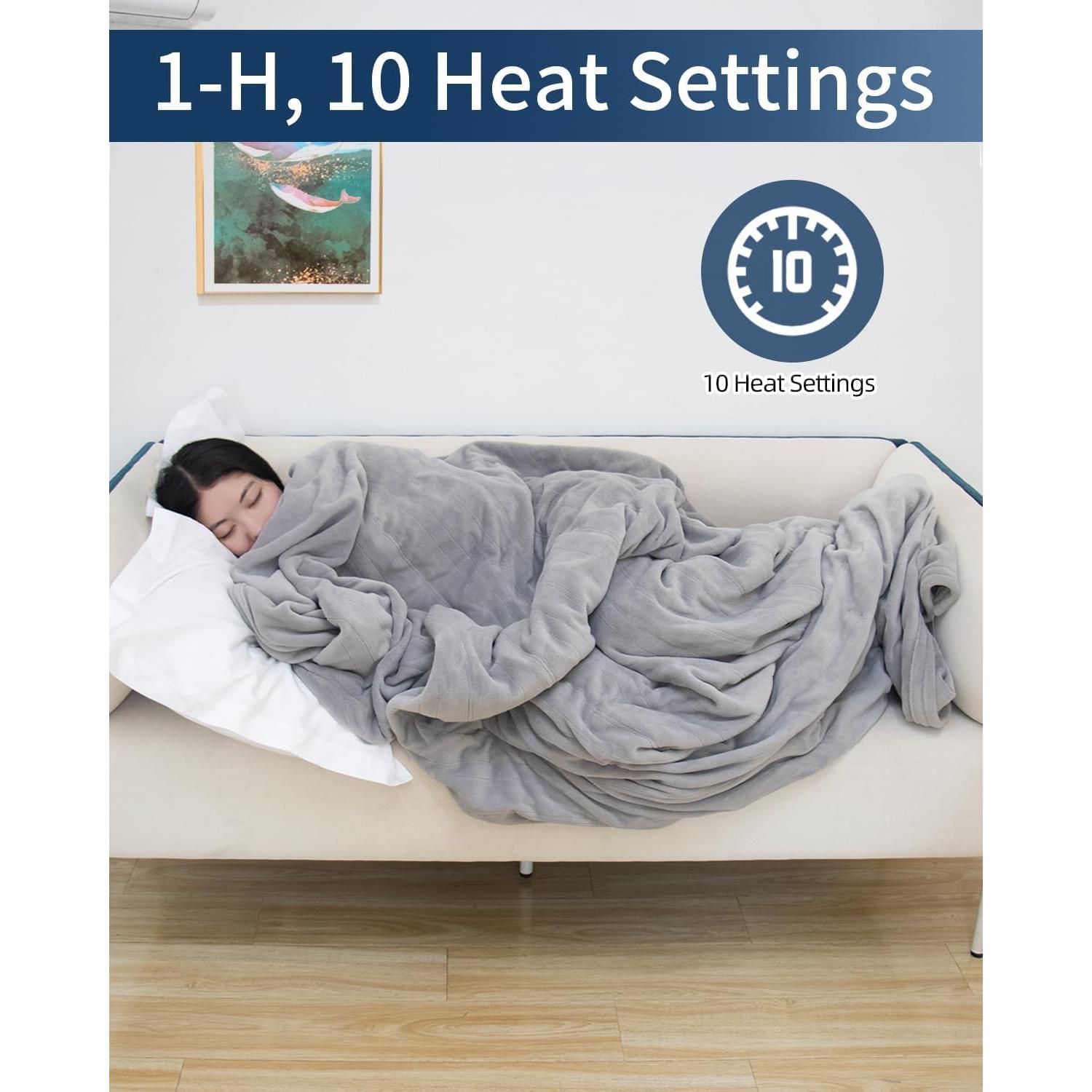 Manta Eléctrica Calentada TCOMAKE Queen 213x229 cm Gris