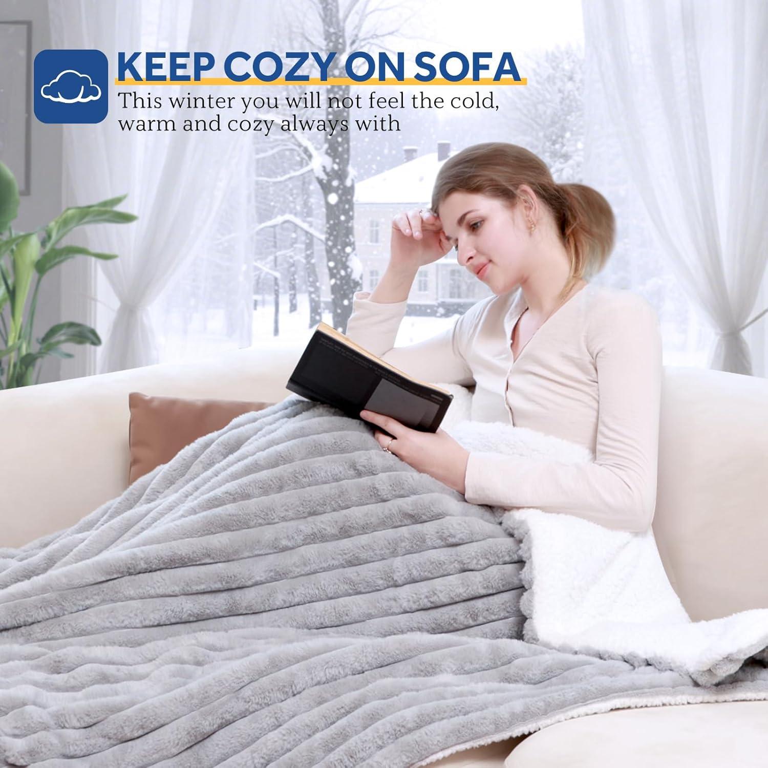 Manta eléctrica Sealy 127x152 cm gris, reversible, 6 niveles