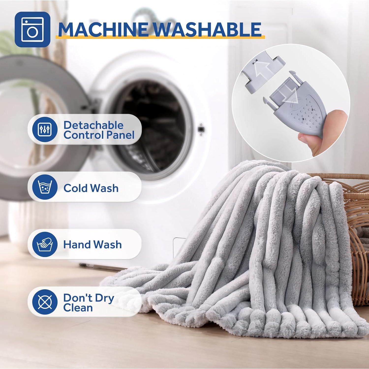 Manta eléctrica Sealy 127x152 cm gris, reversible, 6 niveles