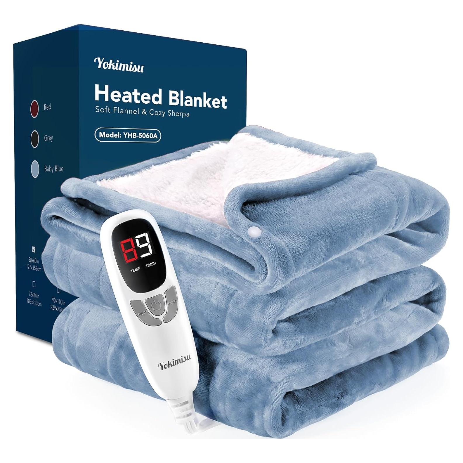 Manta Calentada Eléctrica Yokimisu 127x152 cm 6 Niveles Azul