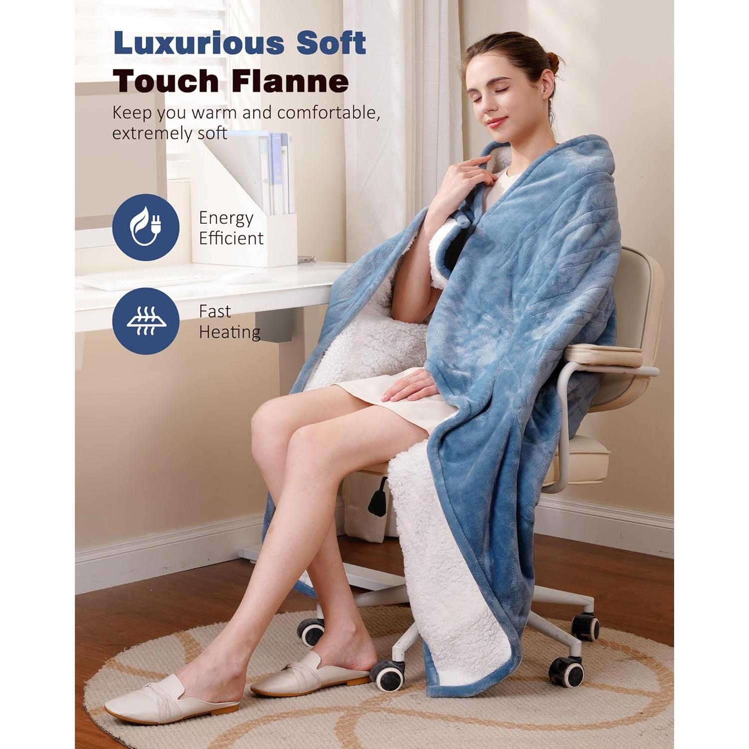 Manta Calentada Eléctrica Yokimisu 127x152 cm 6 Niveles Azul