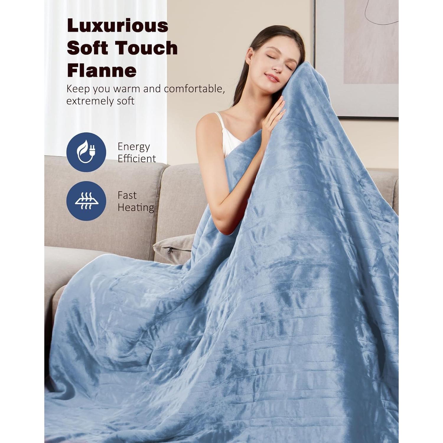 Manta Calentada Eléctrica Yokimisu 127x152 cm 6 Niveles Azul