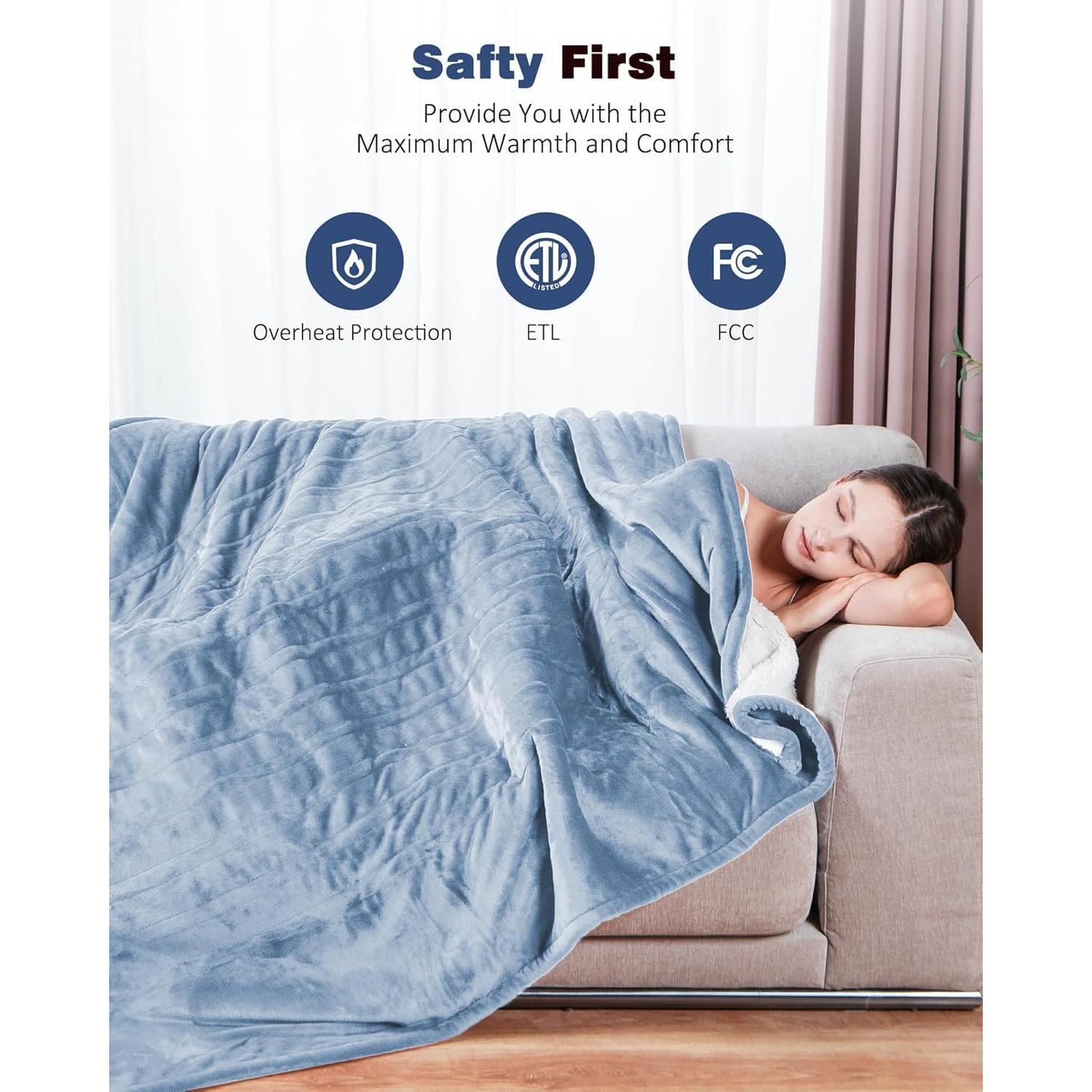 Manta Calentada Eléctrica Yokimisu 127x152 cm 6 Niveles Azul