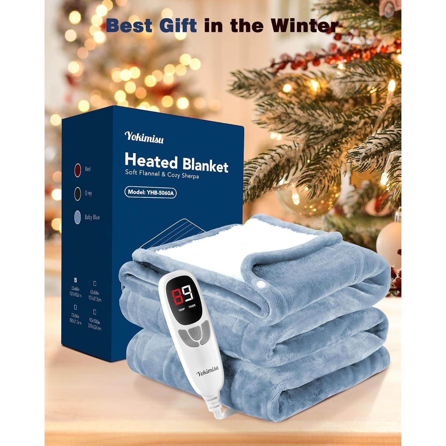 Manta Calentada Eléctrica Yokimisu 127x152 cm 6 Niveles Azul