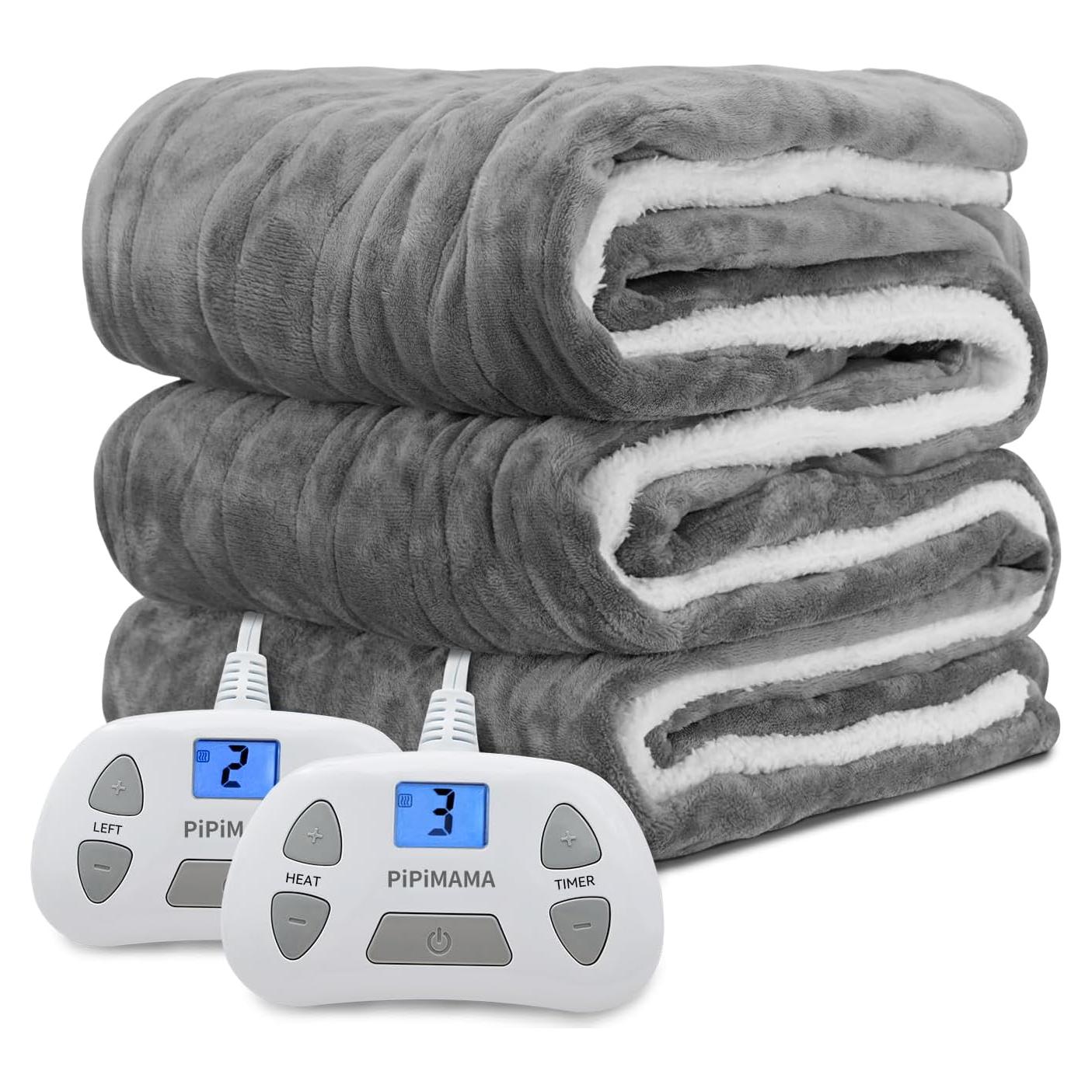Manta Calefactora King PiPiMAMA 100x90 cm Doble Control Gris