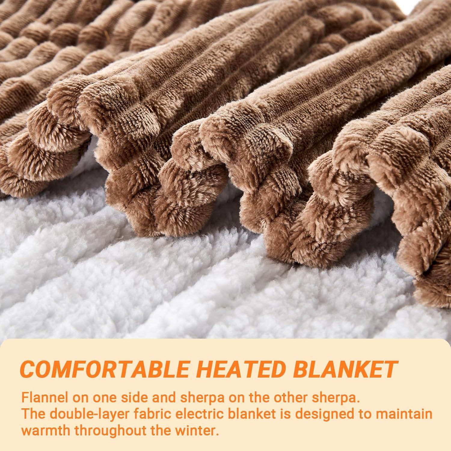 Manta Eléctrica Qieryun 127x152 cm Franela Camel 10 Niveles