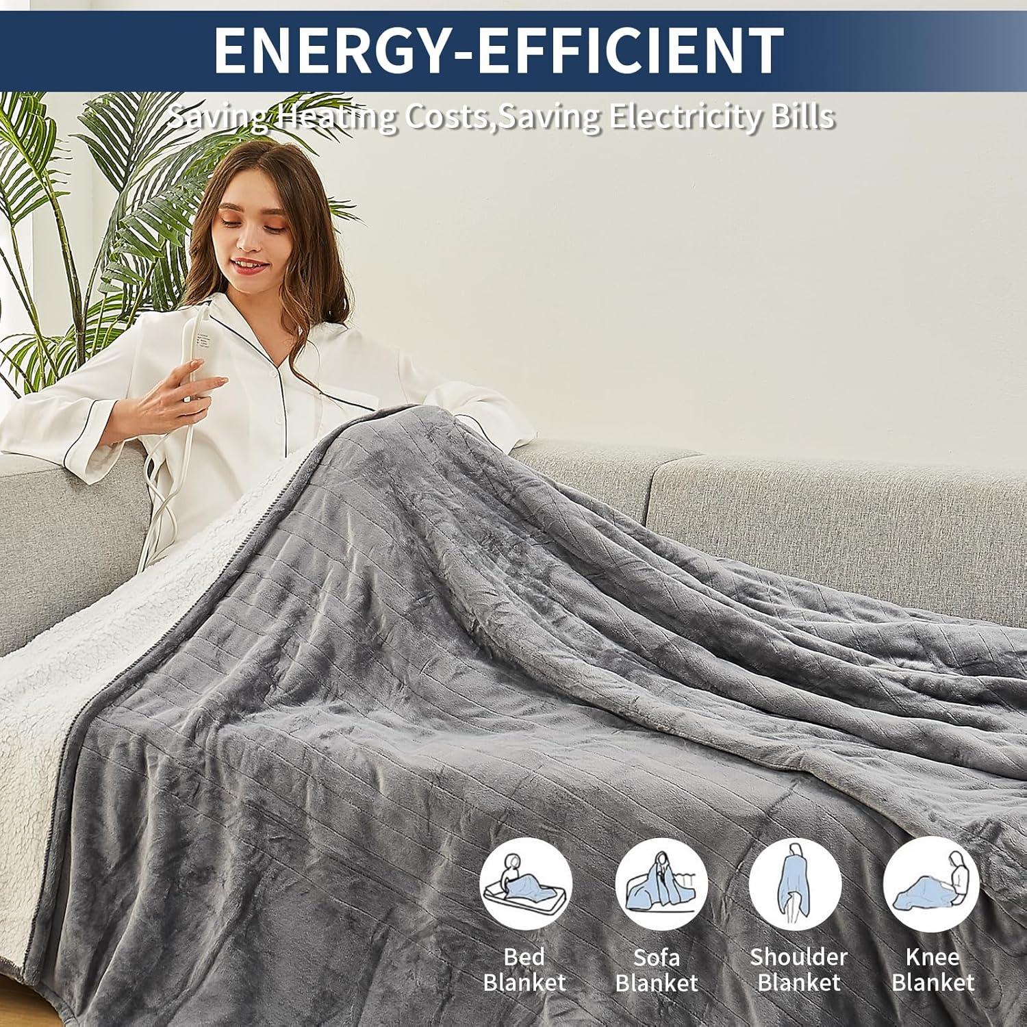 Manta Eléctrica Calentada JKMAX 72x84 Gris 10 Niveles