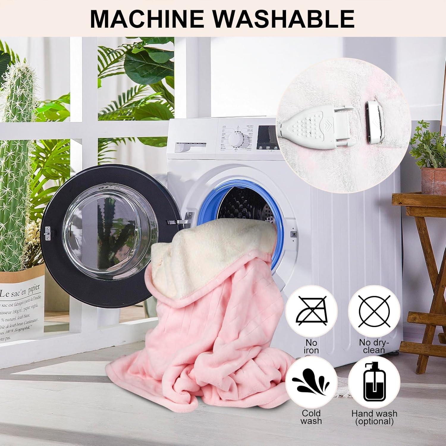 Manta Térmica Eléctrica YANYEA 127x152cm Rosa 6 Niveles Calor