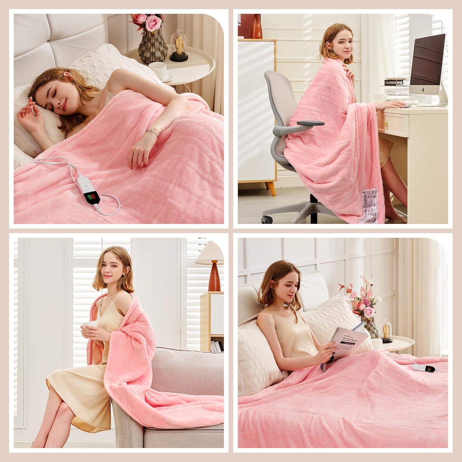 Manta Eléctrica BENFOX 50x60 cm con 6 Niveles de Calor Rosa