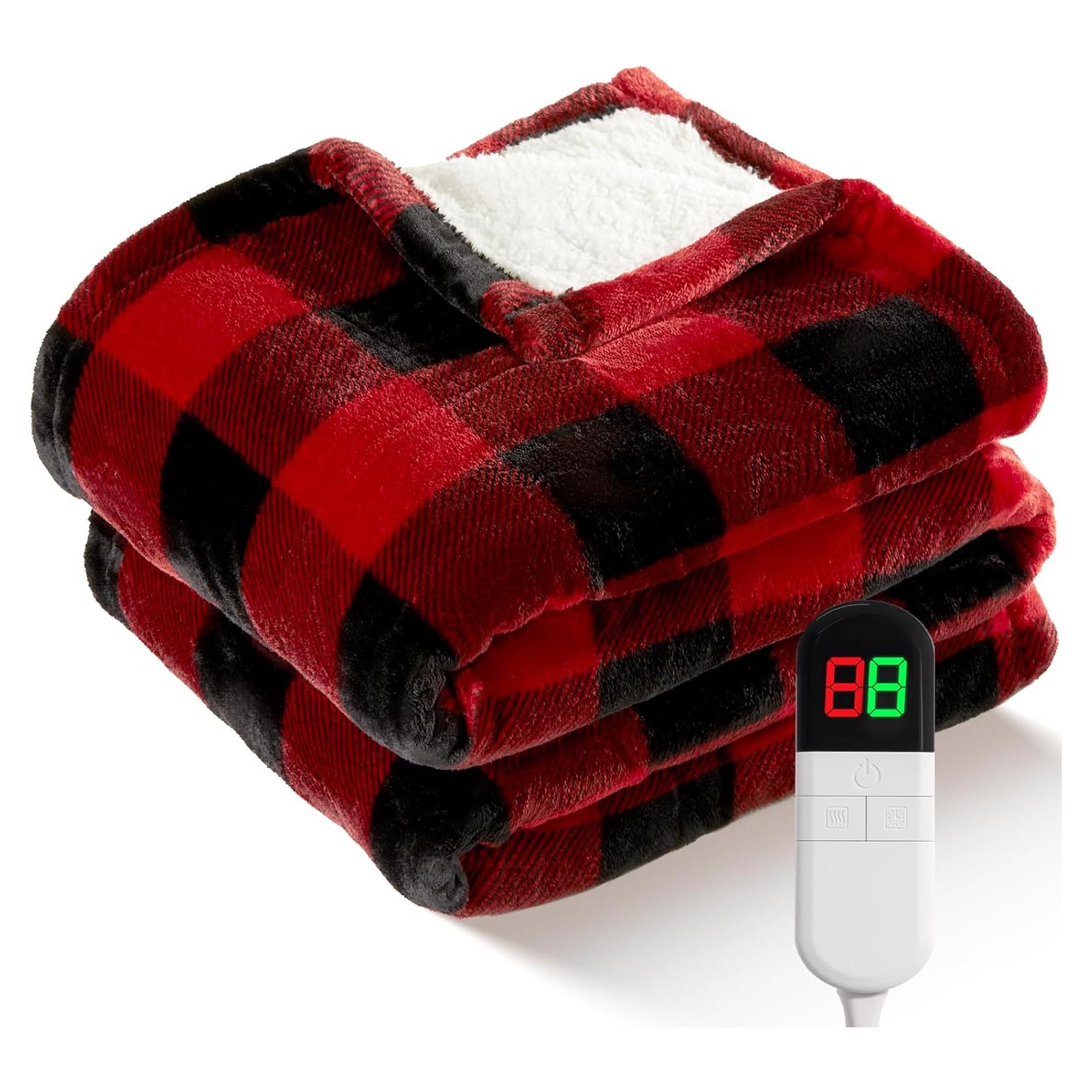 Manta Térmica Eléctrica MAXEVE 127x152 cm Roja Navidad 8 Niveles