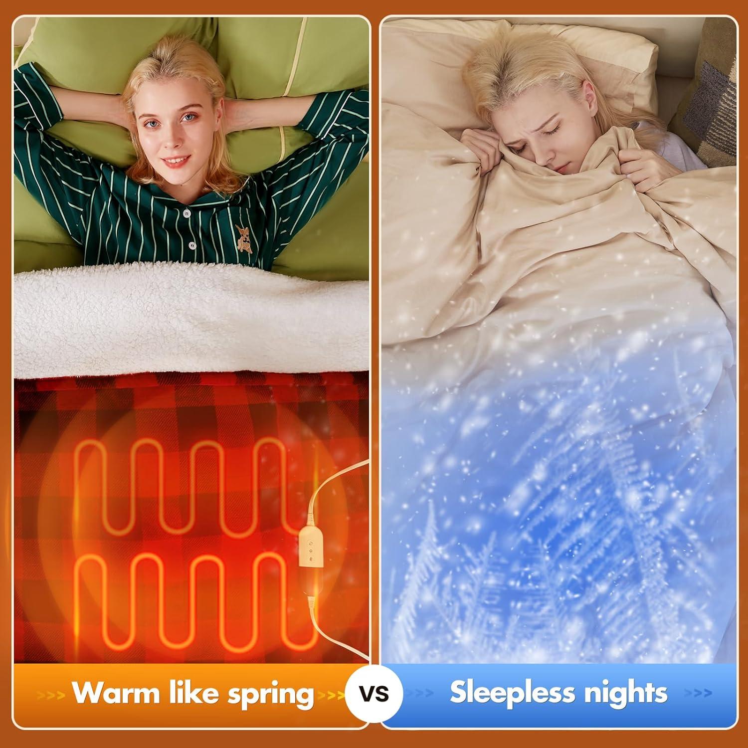 Manta Térmica Eléctrica MAXEVE 127x152 cm Roja Navidad 8 Niveles