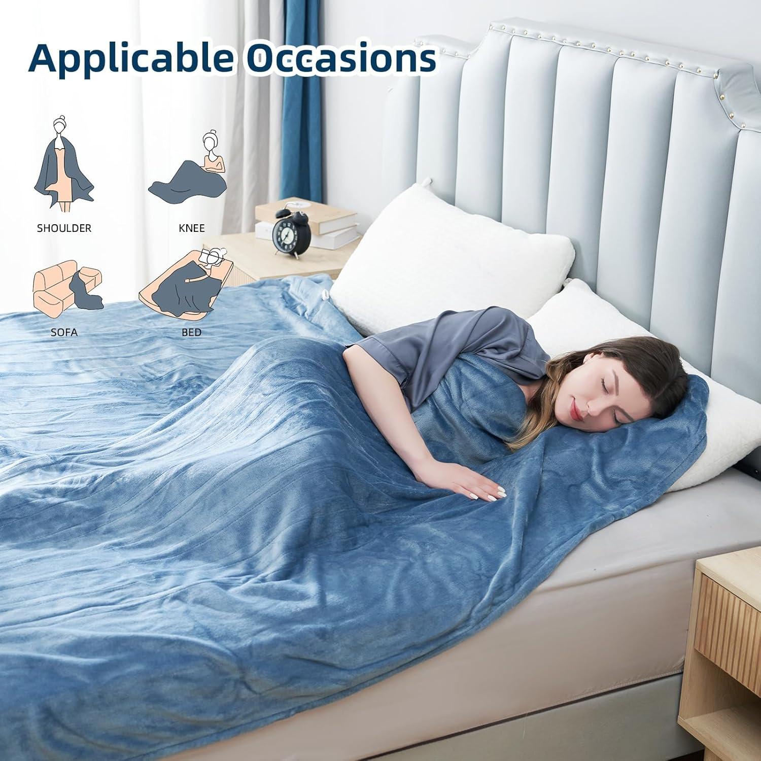 Manta Eléctrica Eydna Throw 127x152cm 6 Niveles Calor Azul