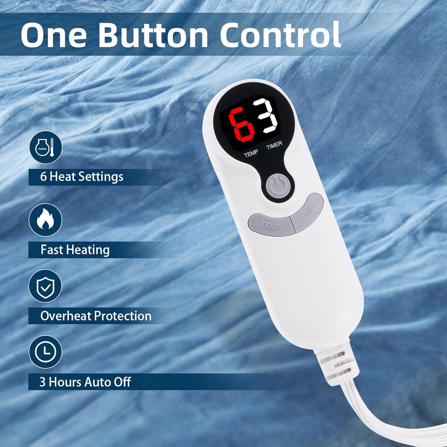 Manta Eléctrica Eydna Throw 127x152cm 6 Niveles Calor Azul