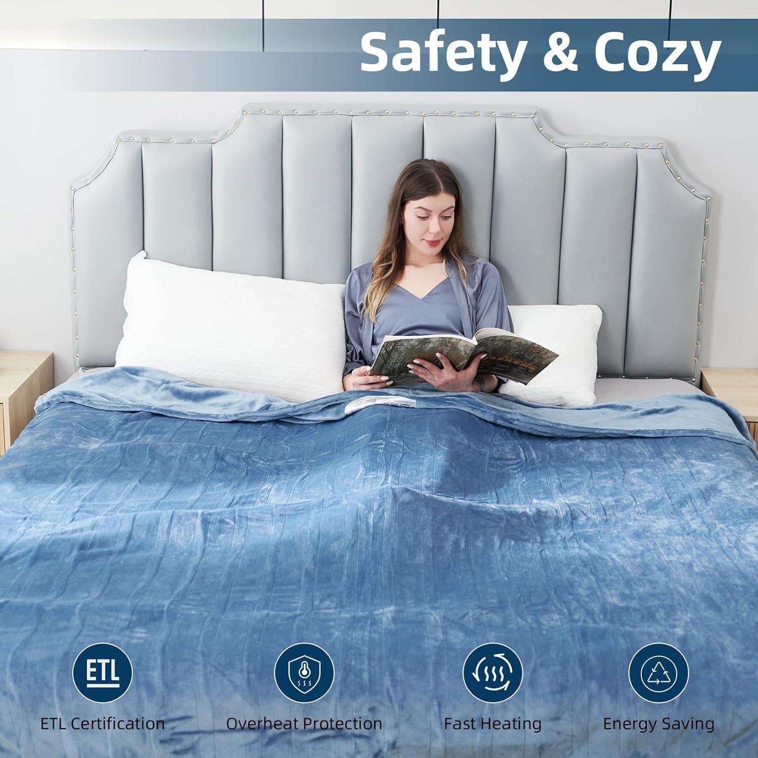 Manta Eléctrica Eydna Throw 127x152cm 6 Niveles Calor Azul