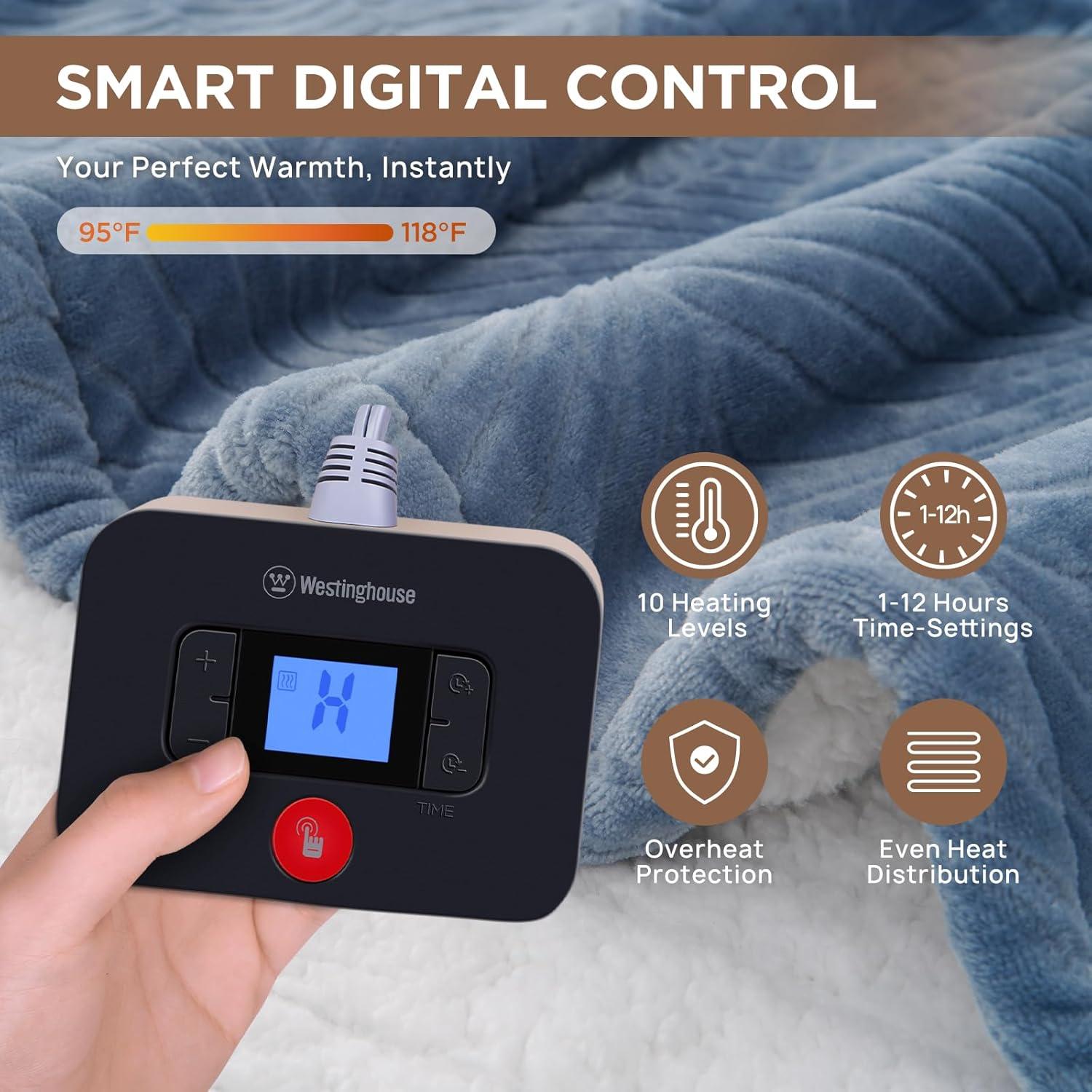 Manta Eléctrica Doble Westinghouse Jacquard Floral 62x84cm