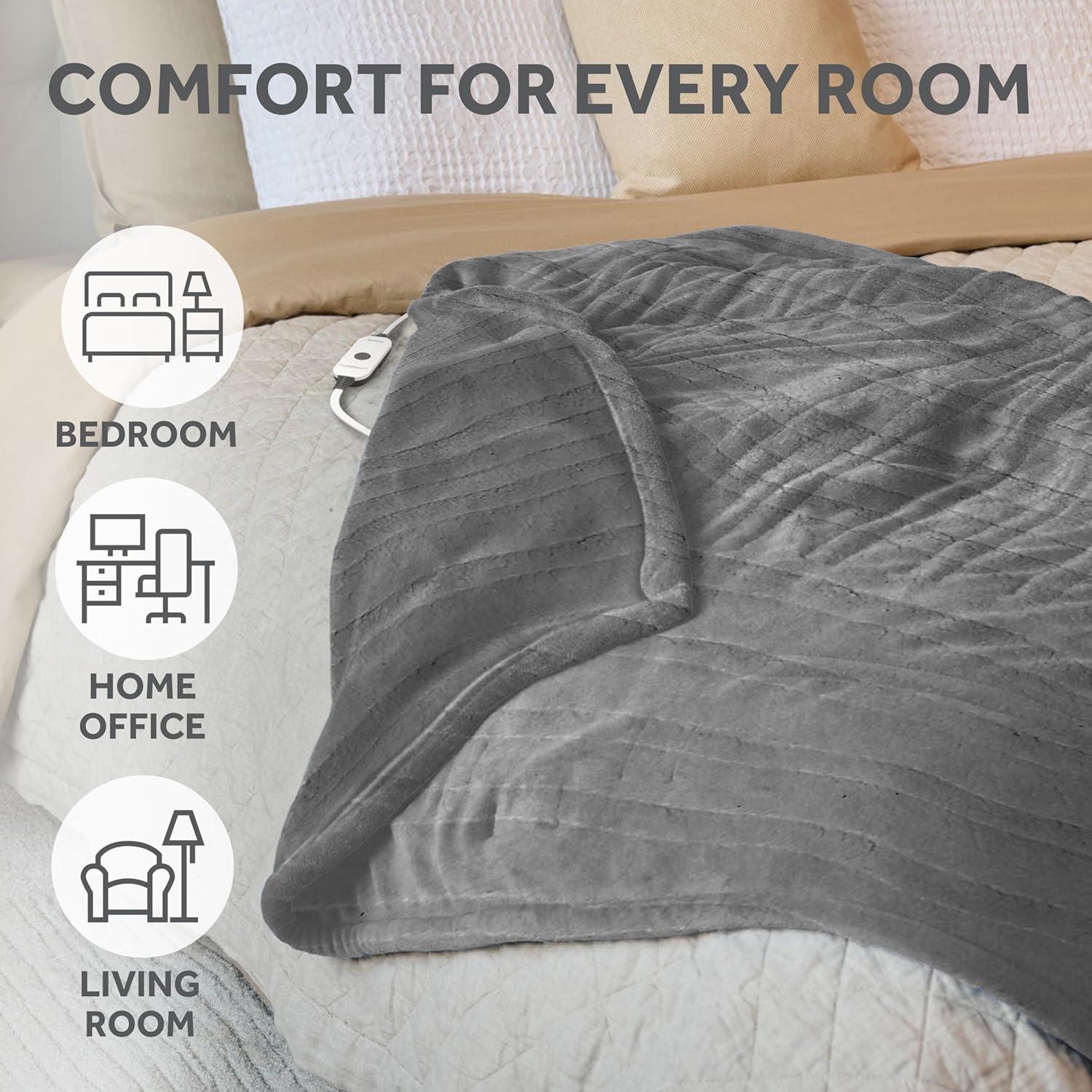 Manta eléctrica Sunbeam Royal Sherpa 127x152 cm gris