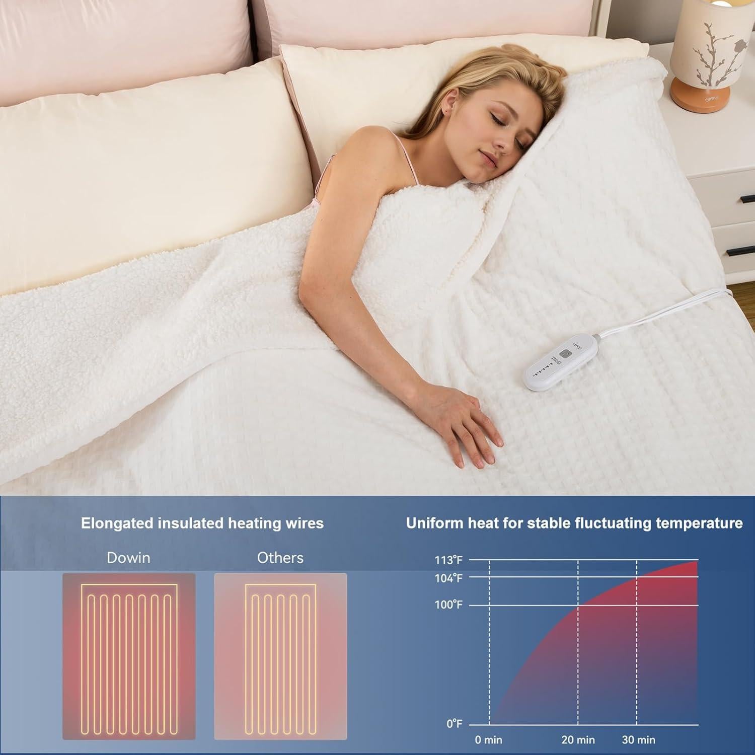 Manta Eléctrica Dowin 50x60 cm Beige Waffle con Apagado Automático