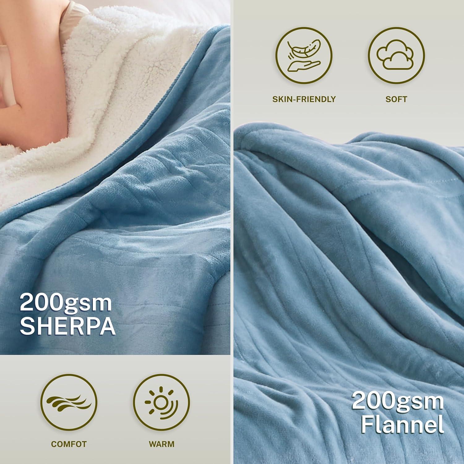 Manta Eléctrica Cozorbt 127x152 cm Reversible Suave con 10 Niveles de Calor