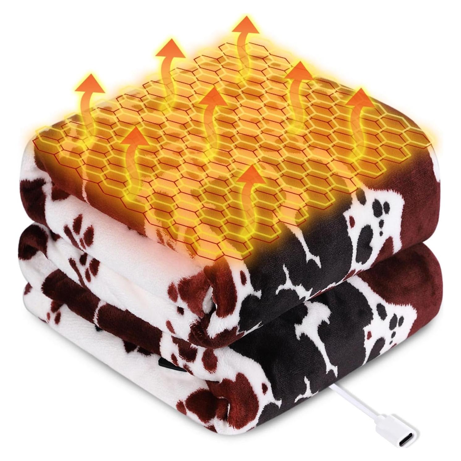 Manta Térmica USB-C CZZDERAM 127x152 cm 3 Niveles Calor Vaca