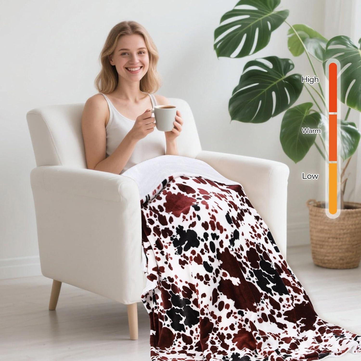 Manta Térmica USB-C CZZDERAM 127x152 cm 3 Niveles Calor Vaca