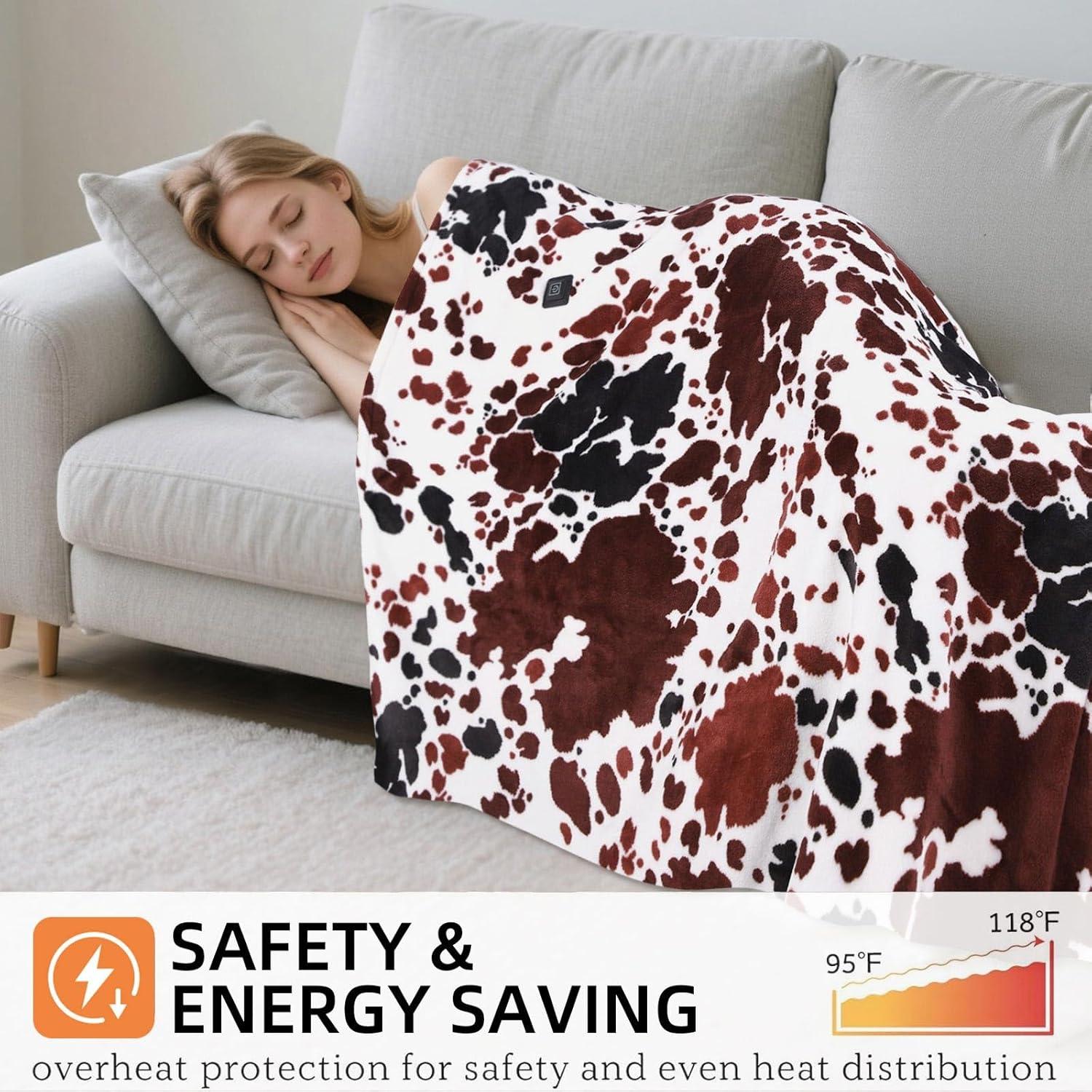 Manta Térmica USB-C CZZDERAM 127x152 cm 3 Niveles Calor Vaca