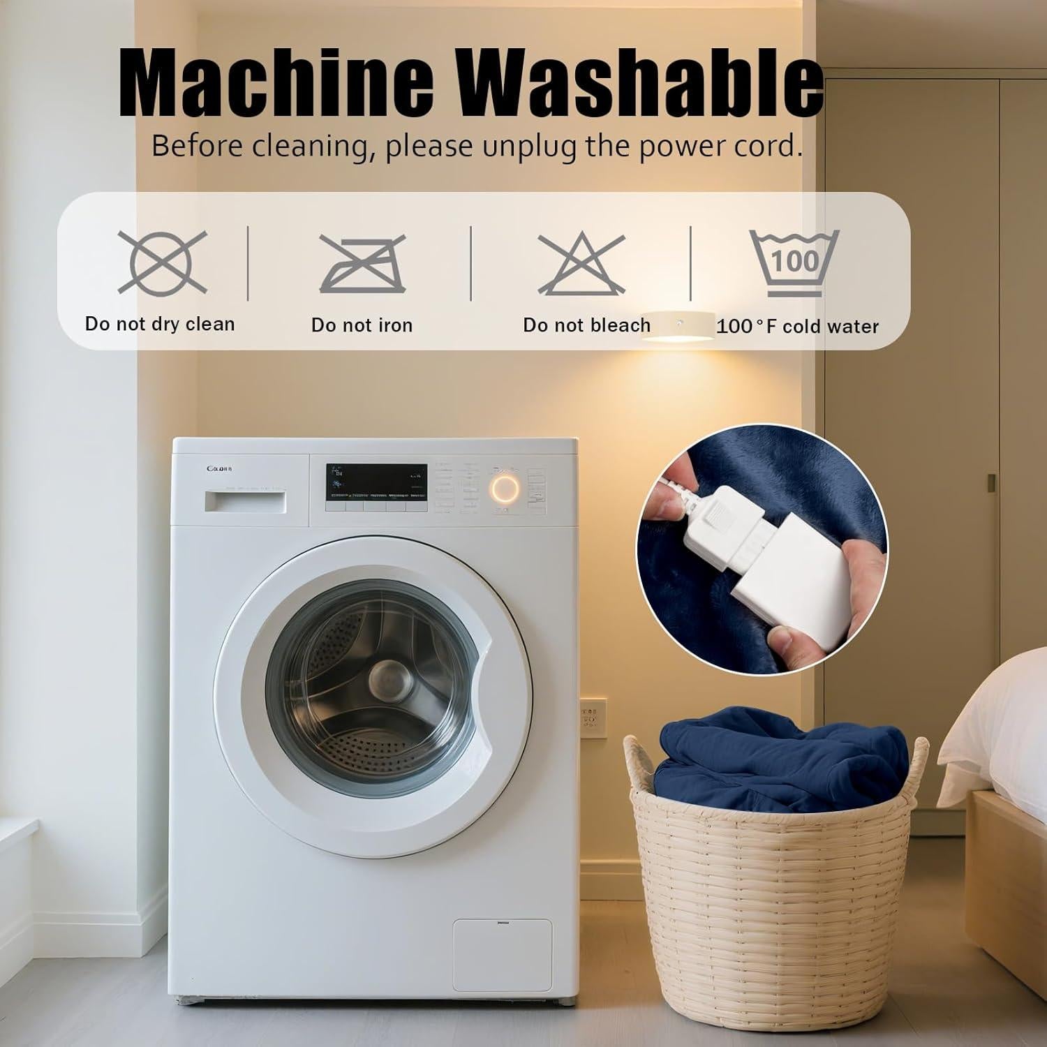 Manta Eléctrica Calentada Mrsenloi 140x84cm 6 Niveles Azul Marino