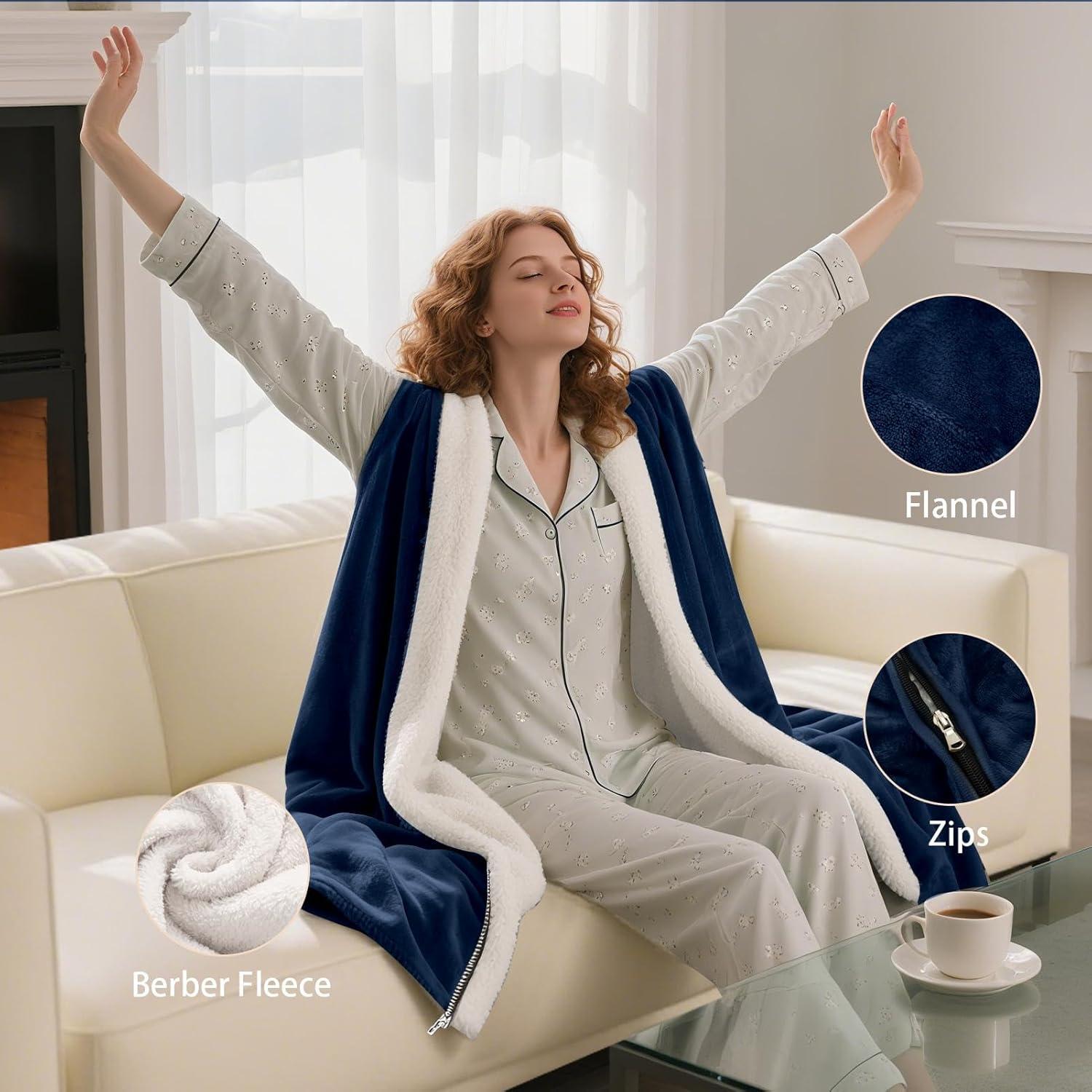 Manta Eléctrica Calentada Mrsenloi 140x84cm 6 Niveles Azul Marino