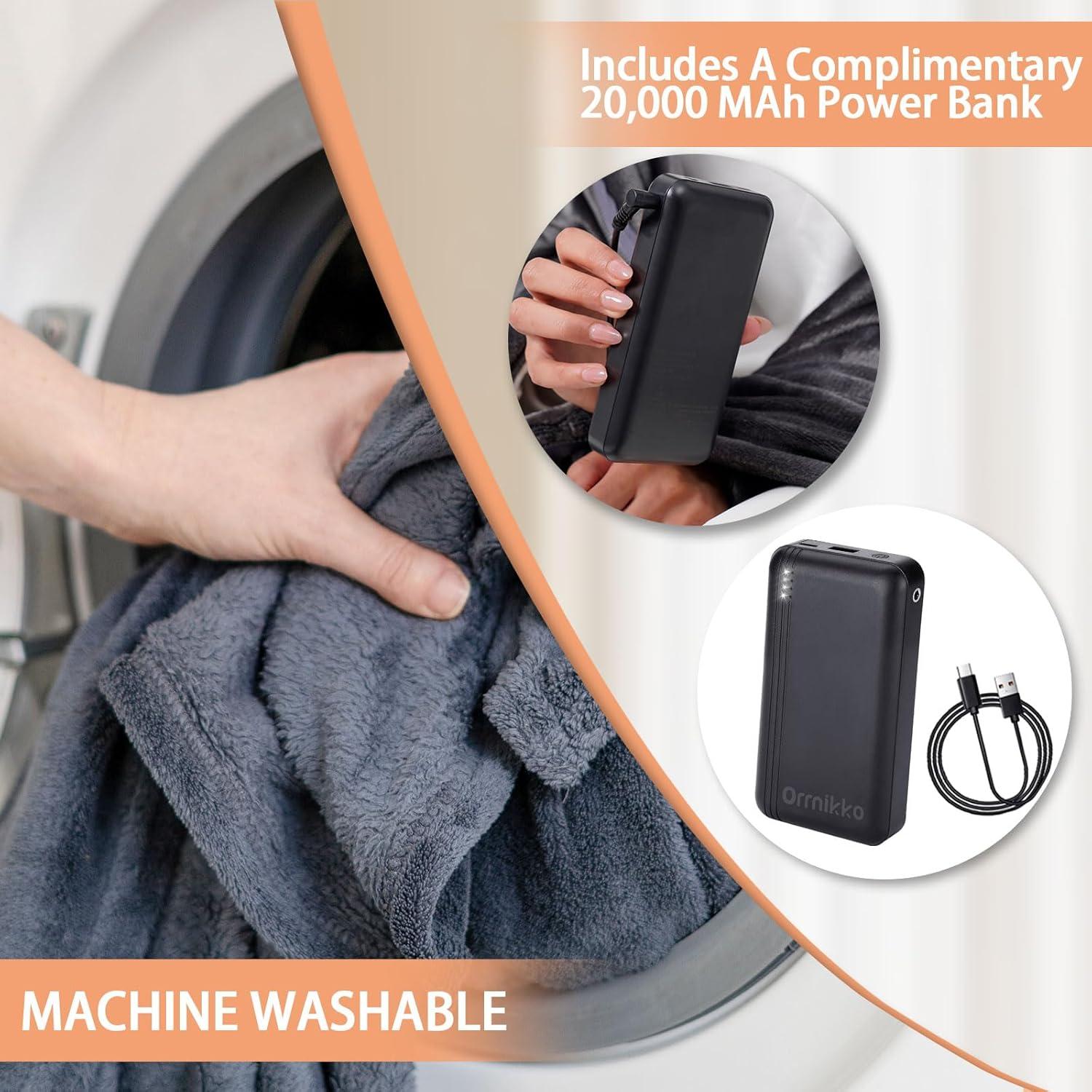 Manta Calentada USB 180x109cm 11 Zonas Calor 3 Niveles