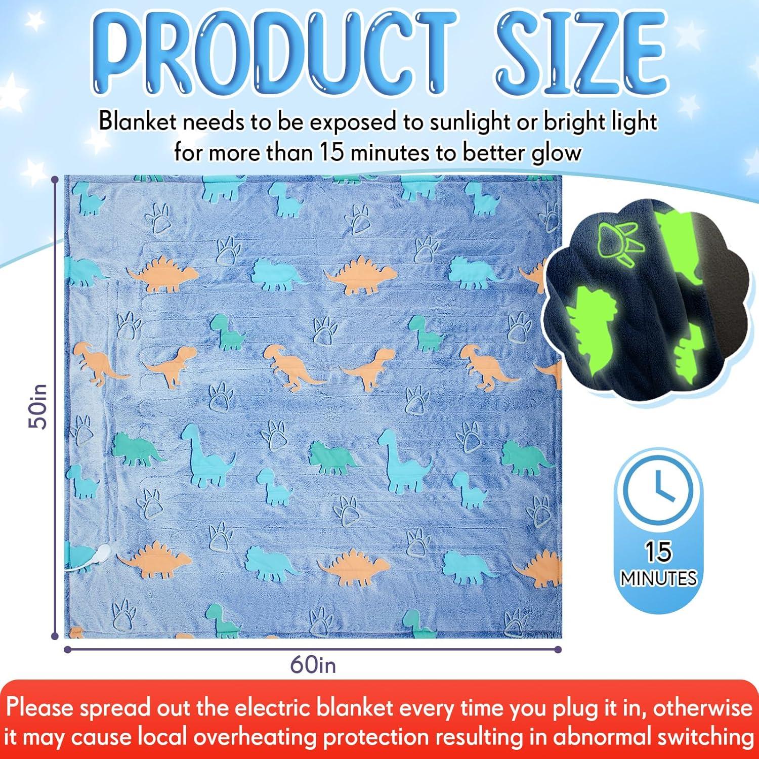 Manta Térmica Eléctrica Rossesay Dinosaurio Azul 127x152cm