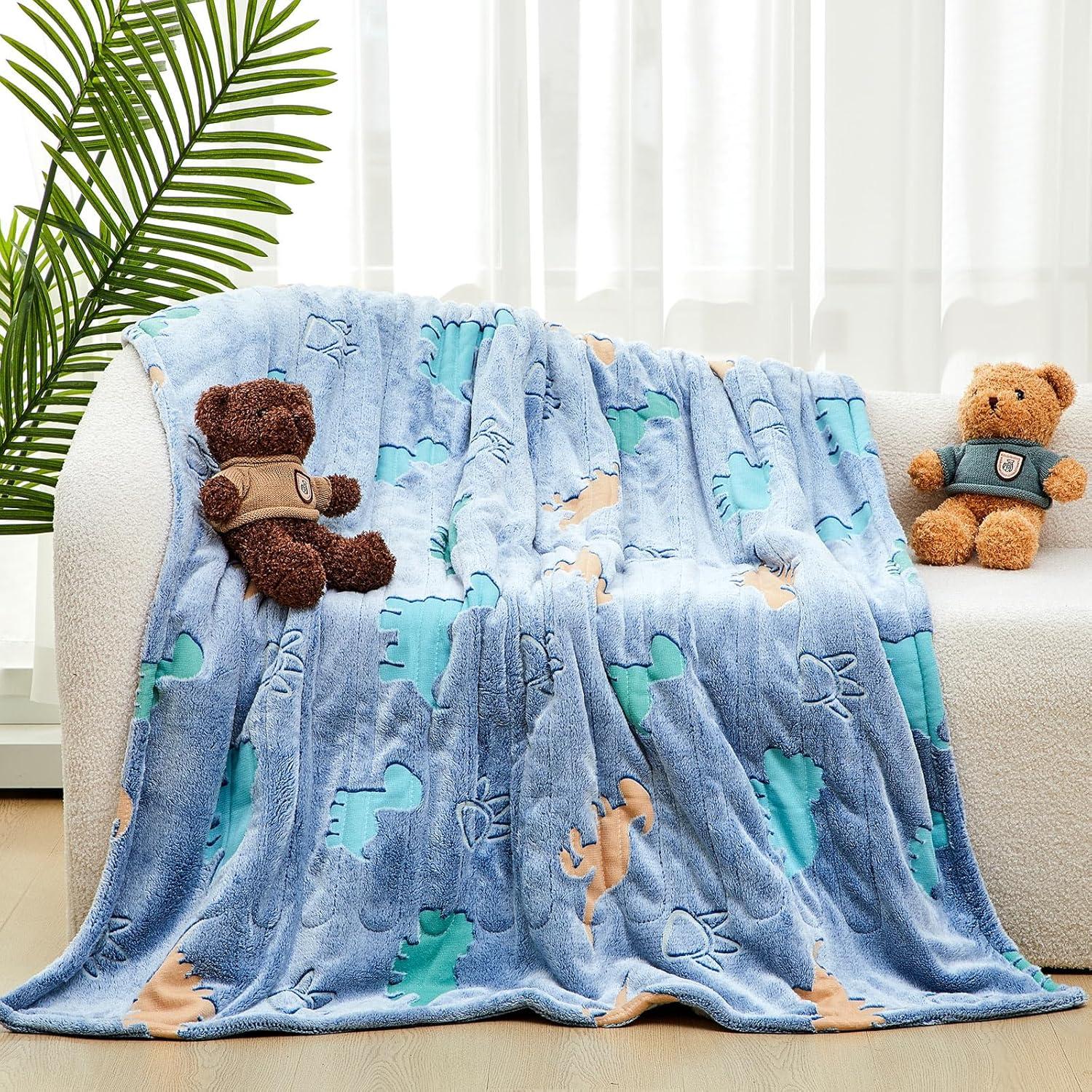 Manta Térmica Eléctrica Rossesay Dinosaurio Azul 127x152cm