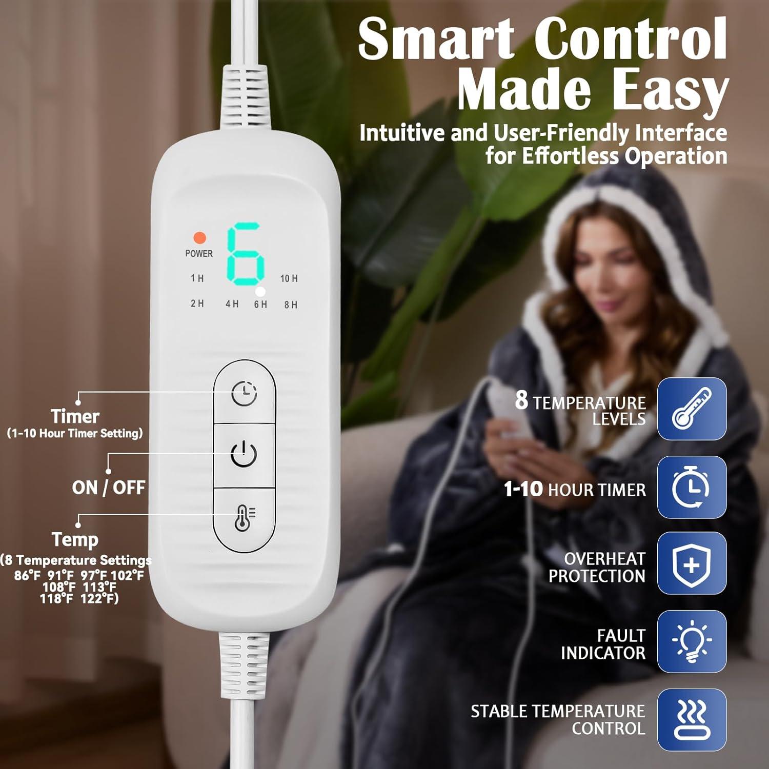 Sudadera Manta Calefactable Pravoluxmax 152x178cm 8 Niveles