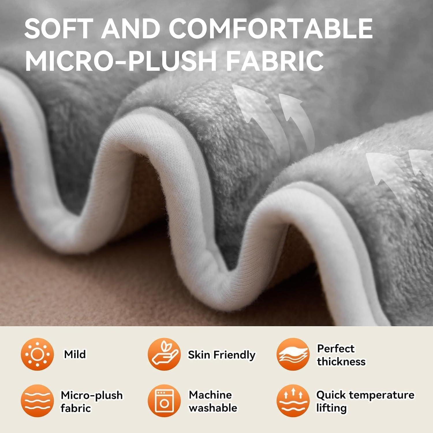 Manta Calentadora Eléctrica Portátil USB 95x70cm 3 Niveles Gris