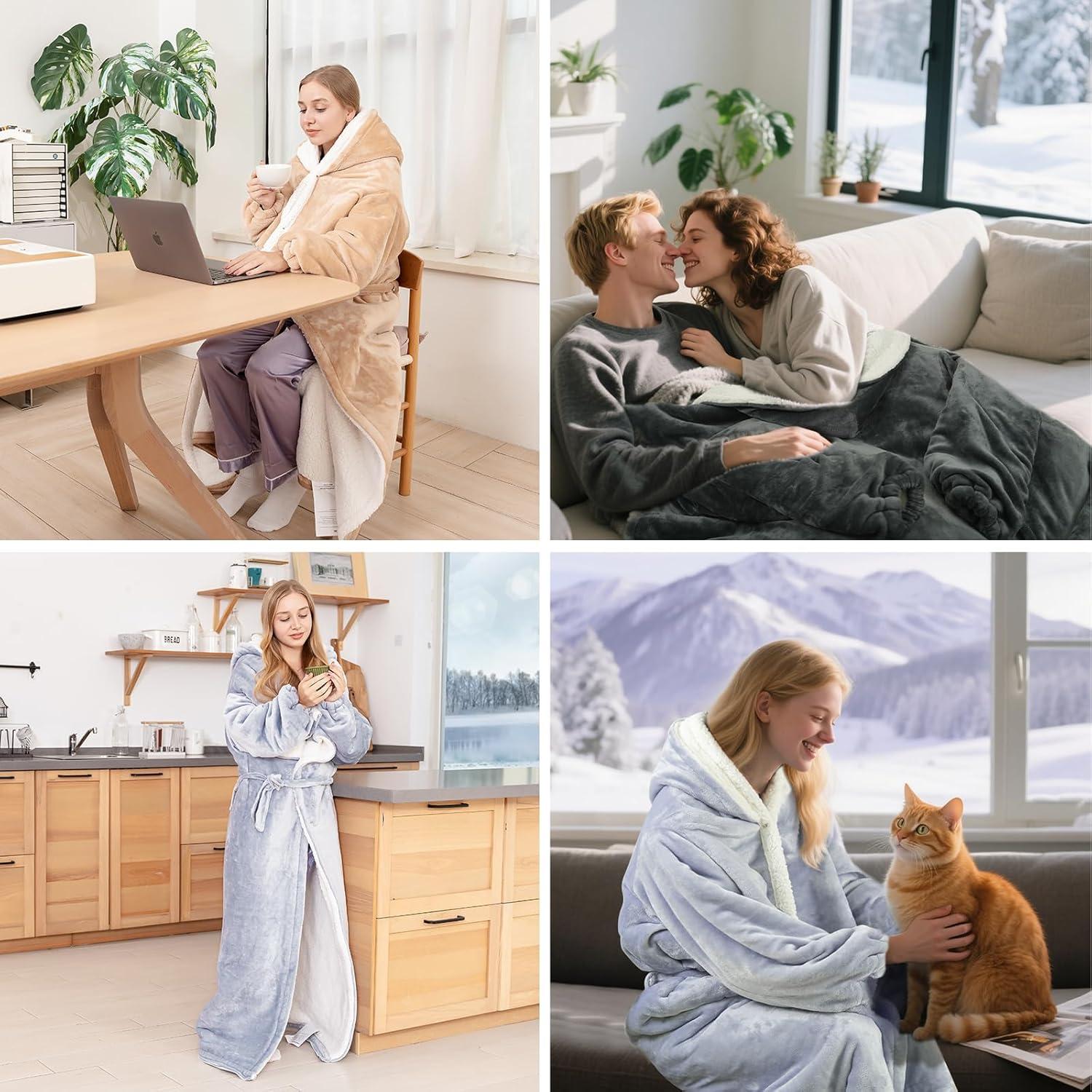 Manta Calefactable Eléctrica OPCLZS con Capucha y Bolsillo