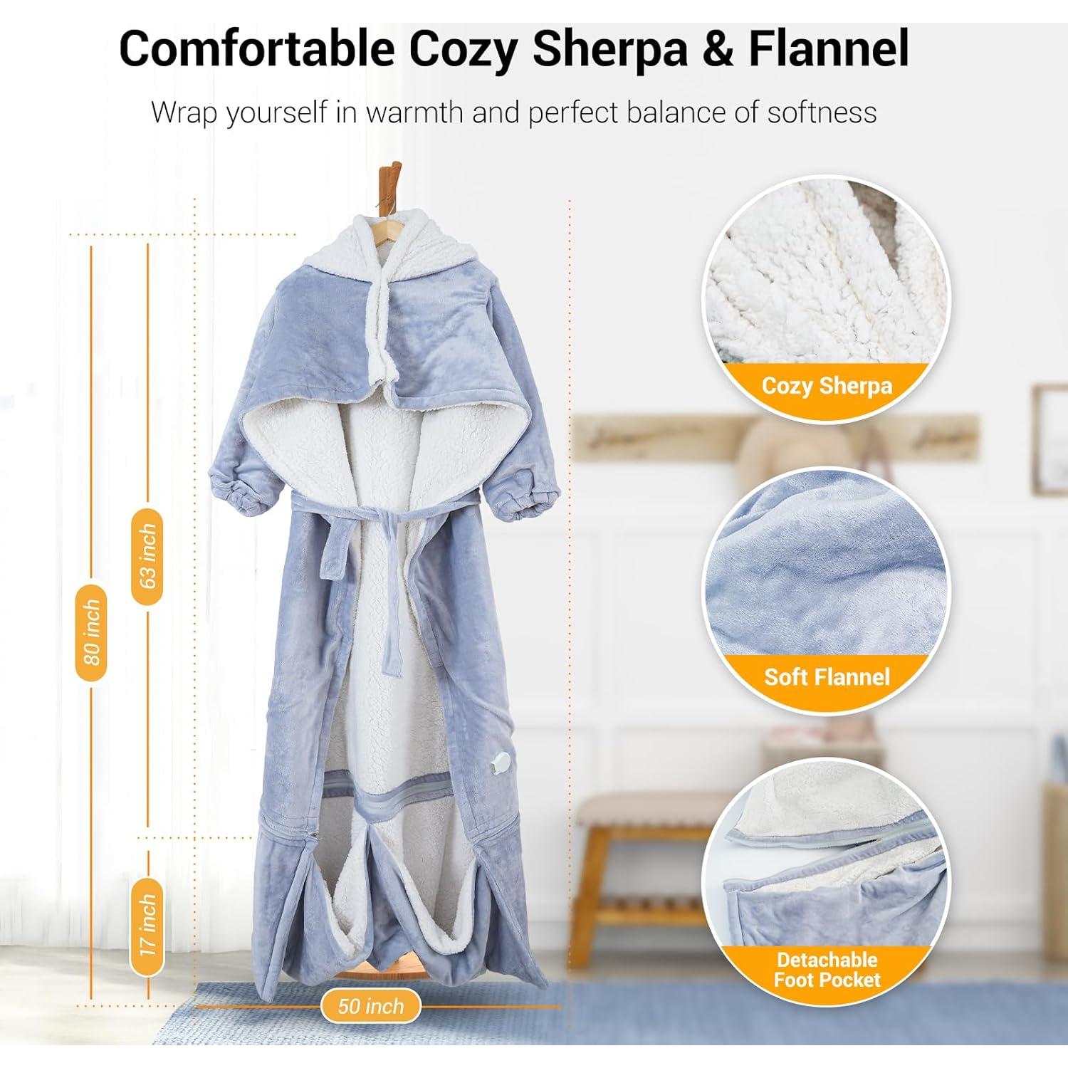 Manta Calefactable Eléctrica OPCLZS con Capucha y Bolsillo