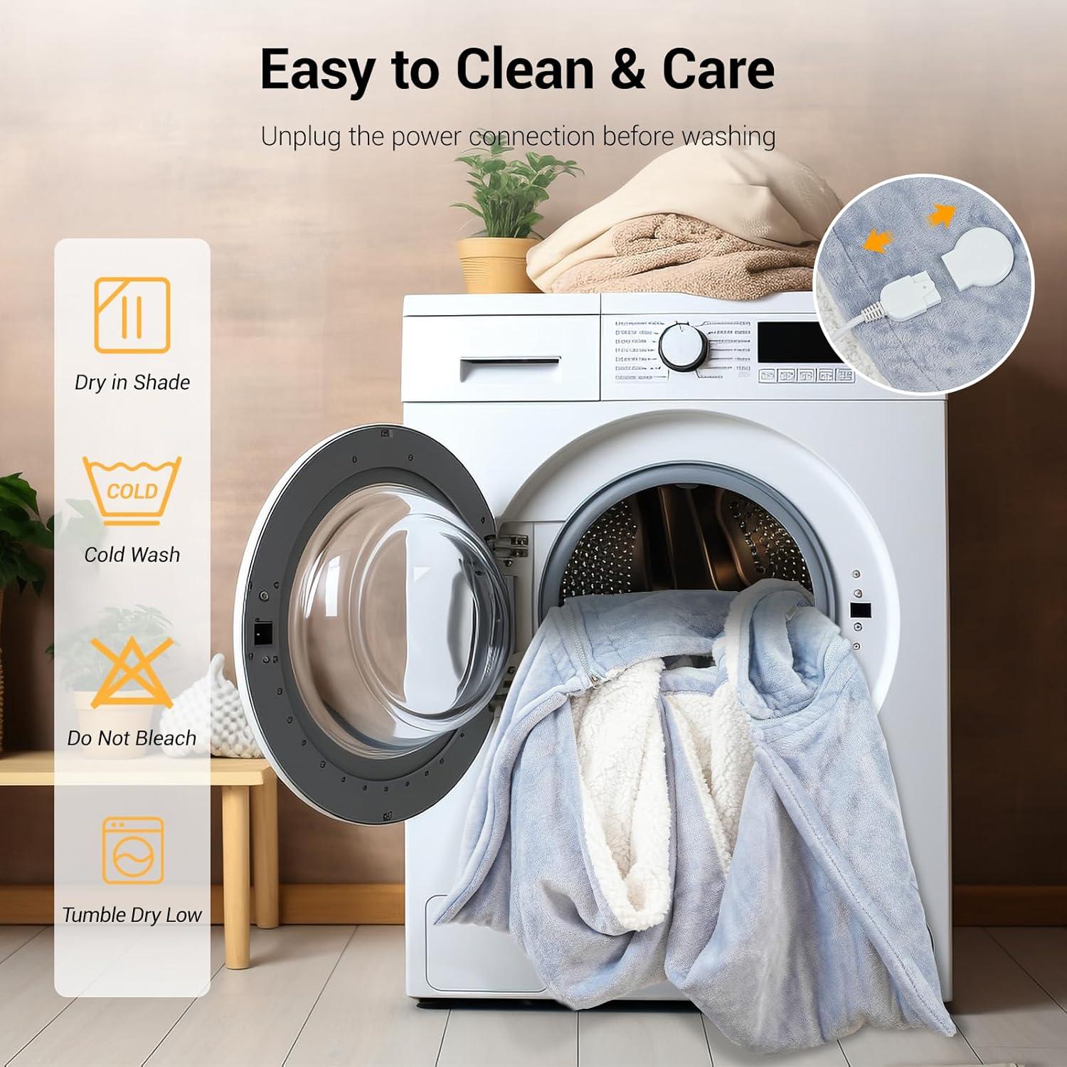 Manta Calefactable Eléctrica OPCLZS con Capucha y Bolsillo