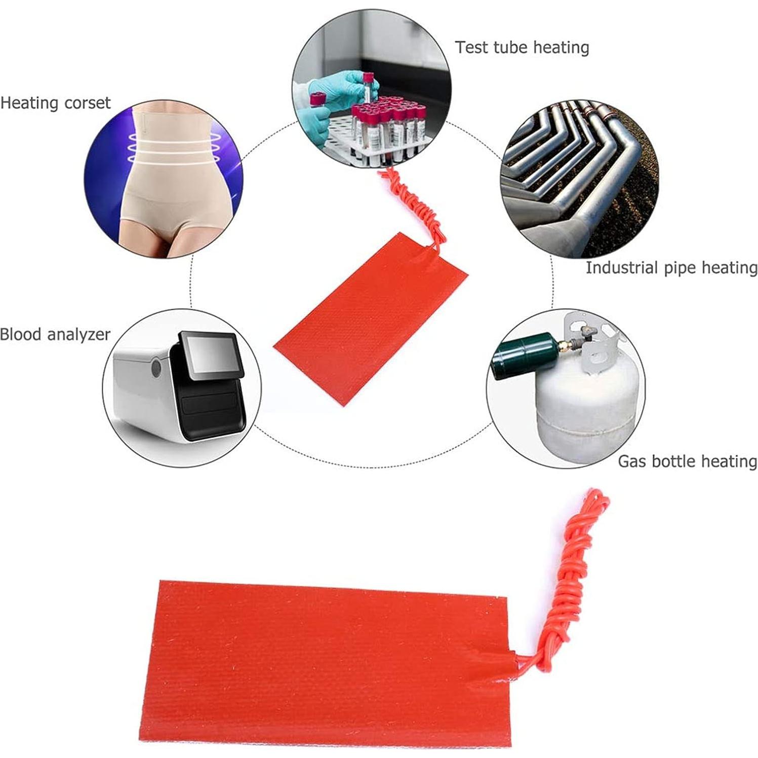 4 Almohadillas Calefactoras Silicona 20W 12V FTVOGUE 50x150mm