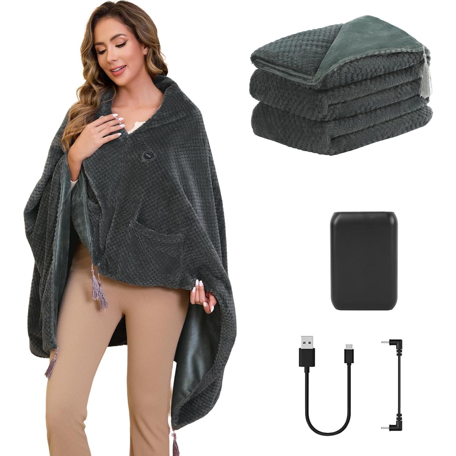 Manta Térmica Portátil Kintiwe Pro Gris 40x60" 20000mAh