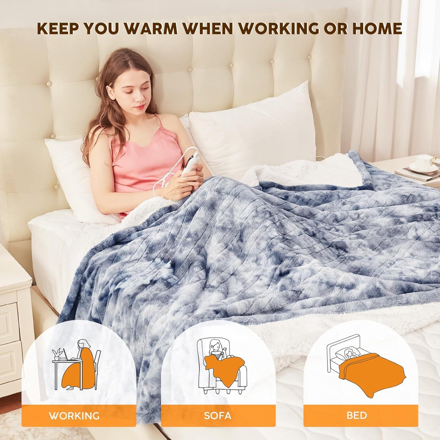 Manta Calefactora Eléctrica HYLEORY 127x152cm 10 Niveles Gris